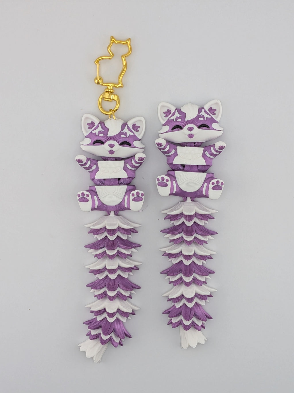 5.1 Inch Fluffy Tail Cat Keychain Articulated Mega Wiggle Fidget Buddy