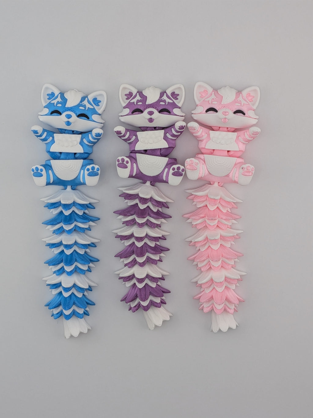 5.1 Inch Fluffy Tail Cat Keychain Articulated Mega Wiggle Fidget Buddy