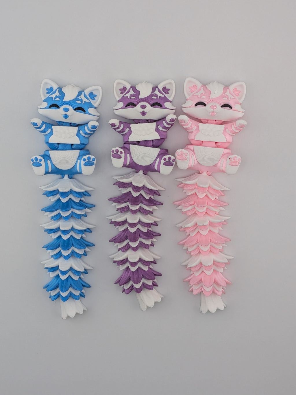 5.1 Inch Fluffy Tail Cat Keychain Articulated Mega Wiggle Fidget Buddy