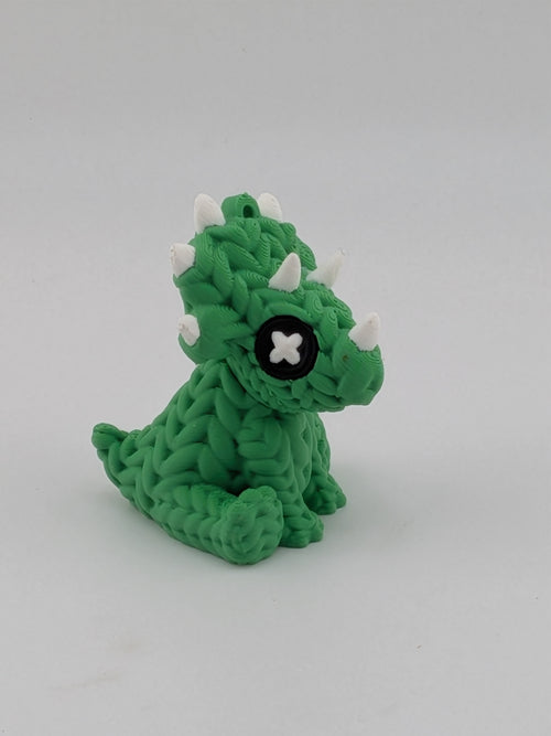 1.6 Inch Knit Appearance Triceratops Keychain 3D Printed Dinosaur Fidget Buddy