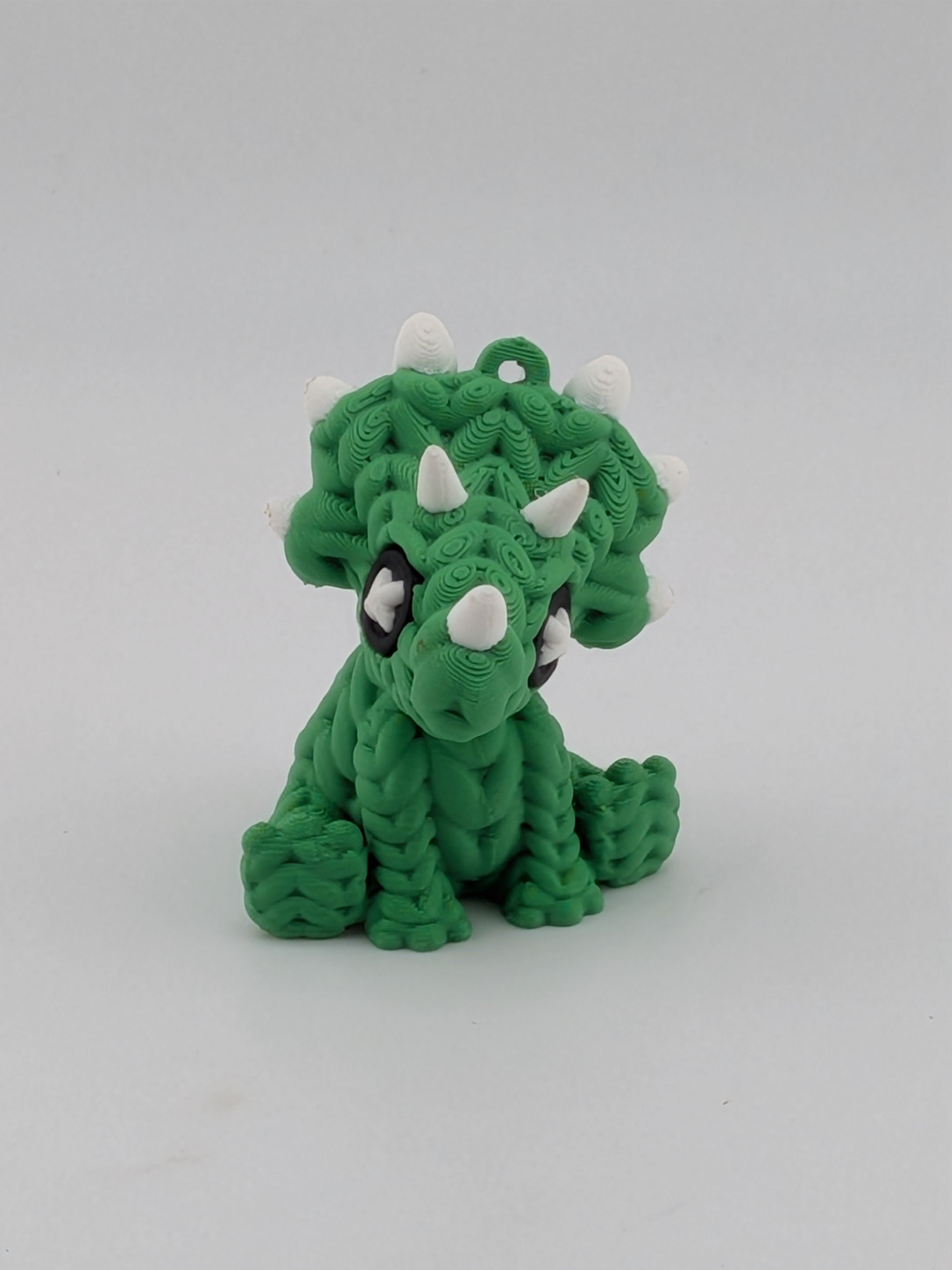 1.6 Inch Knit Appearance Triceratops Keychain 3D Printed Dinosaur Fidget Buddy