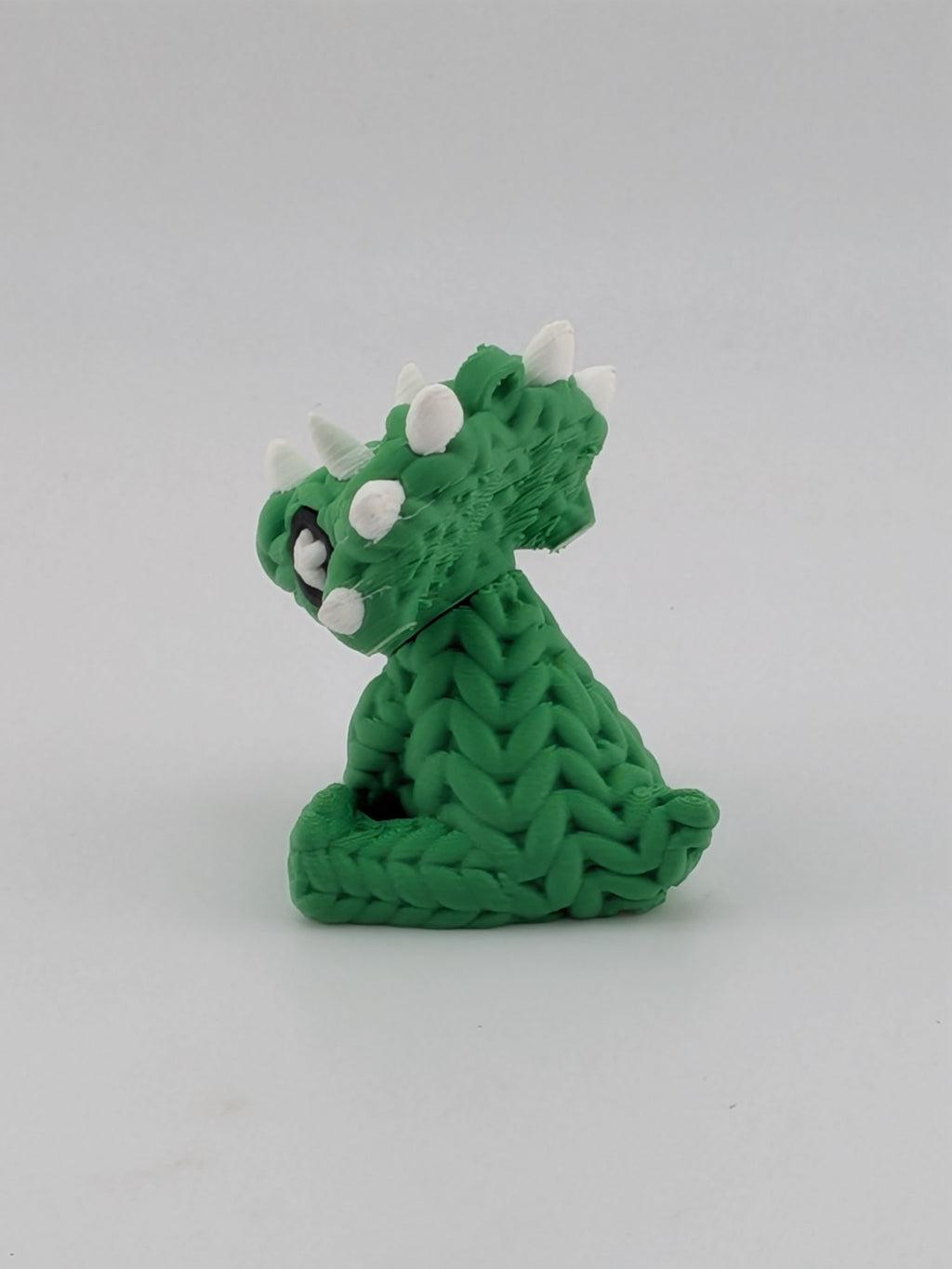1.6 Inch Knit Appearance Triceratops Keychain 3D Printed Dinosaur Fidget Buddy