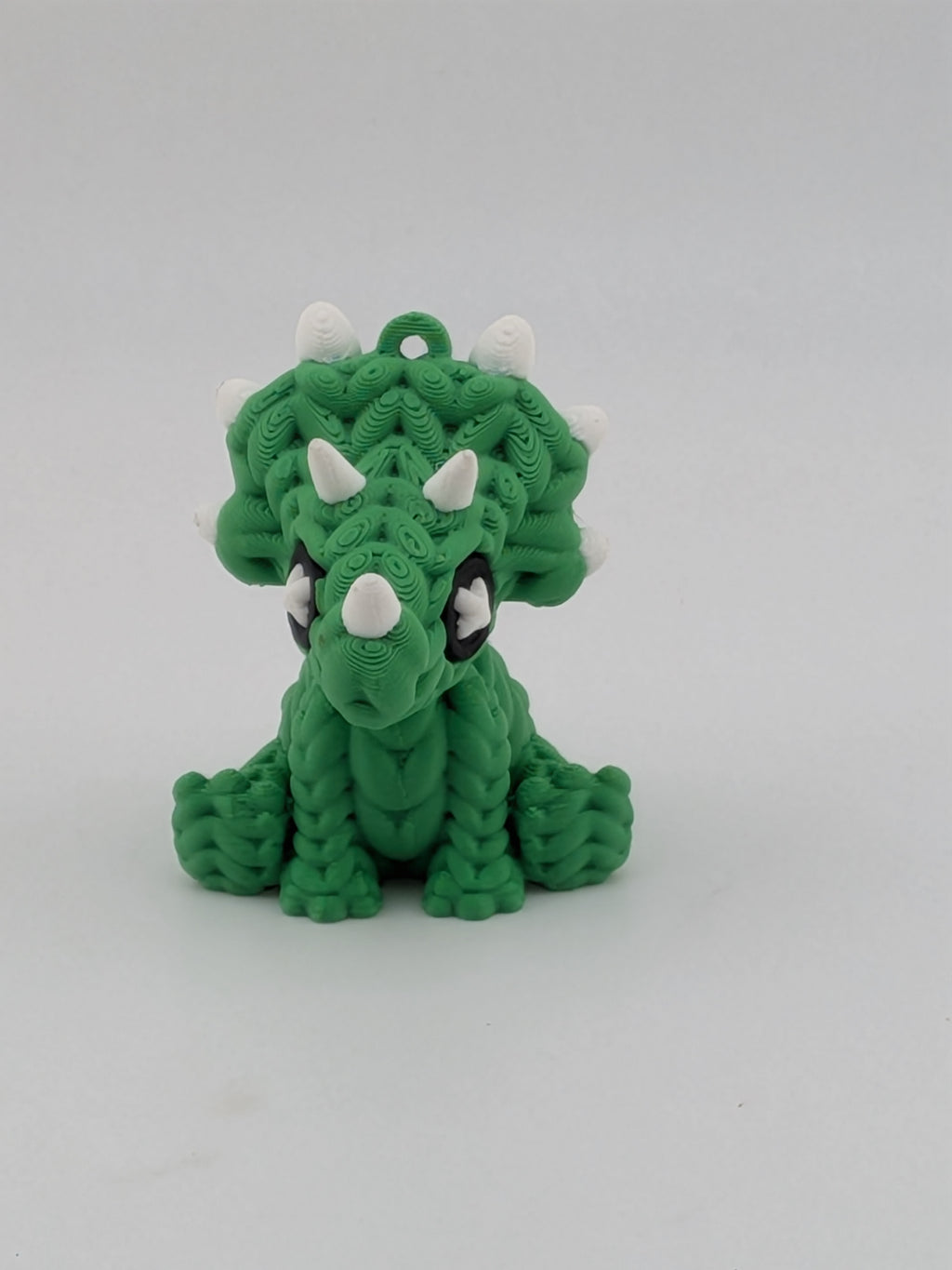 1.6 Inch Knit Appearance Triceratops Keychain 3D Printed Dinosaur Fidget Buddy