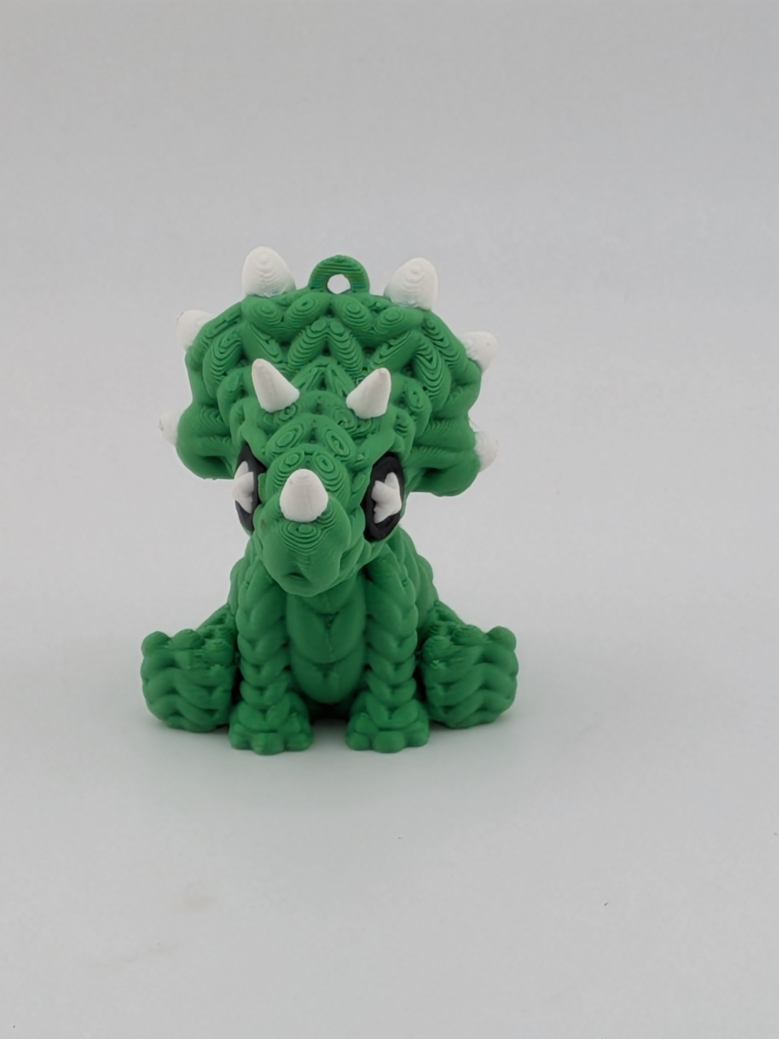 1.6 Inch Knit Appearance Triceratops Keychain 3D Printed Dinosaur Fidget Buddy