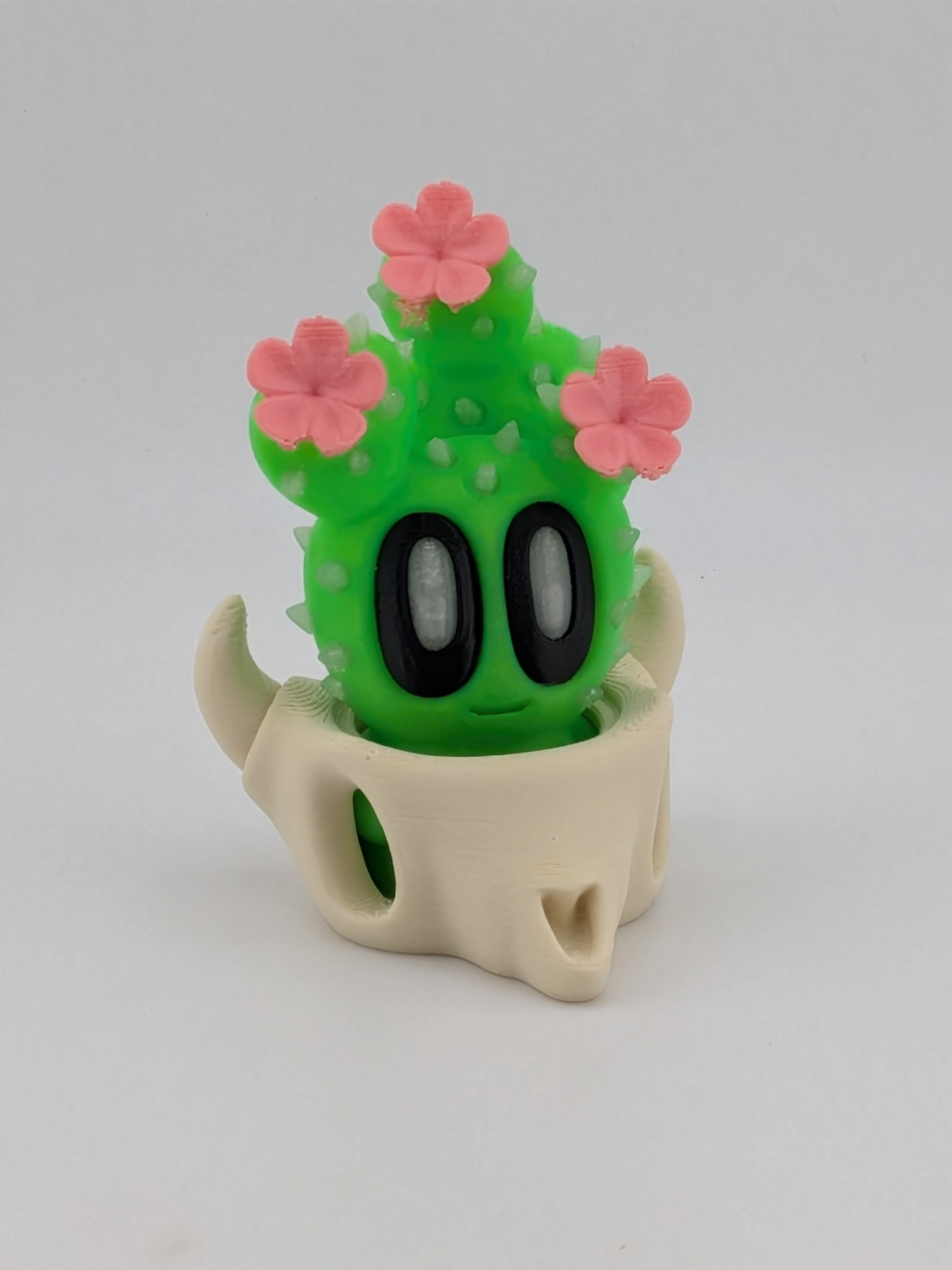 🌵✨ Glow-in-the-Dark Bloblab Flower Cactus! 🌸 Adorable 3D Printed Desk Pet & Pot 👀🪴