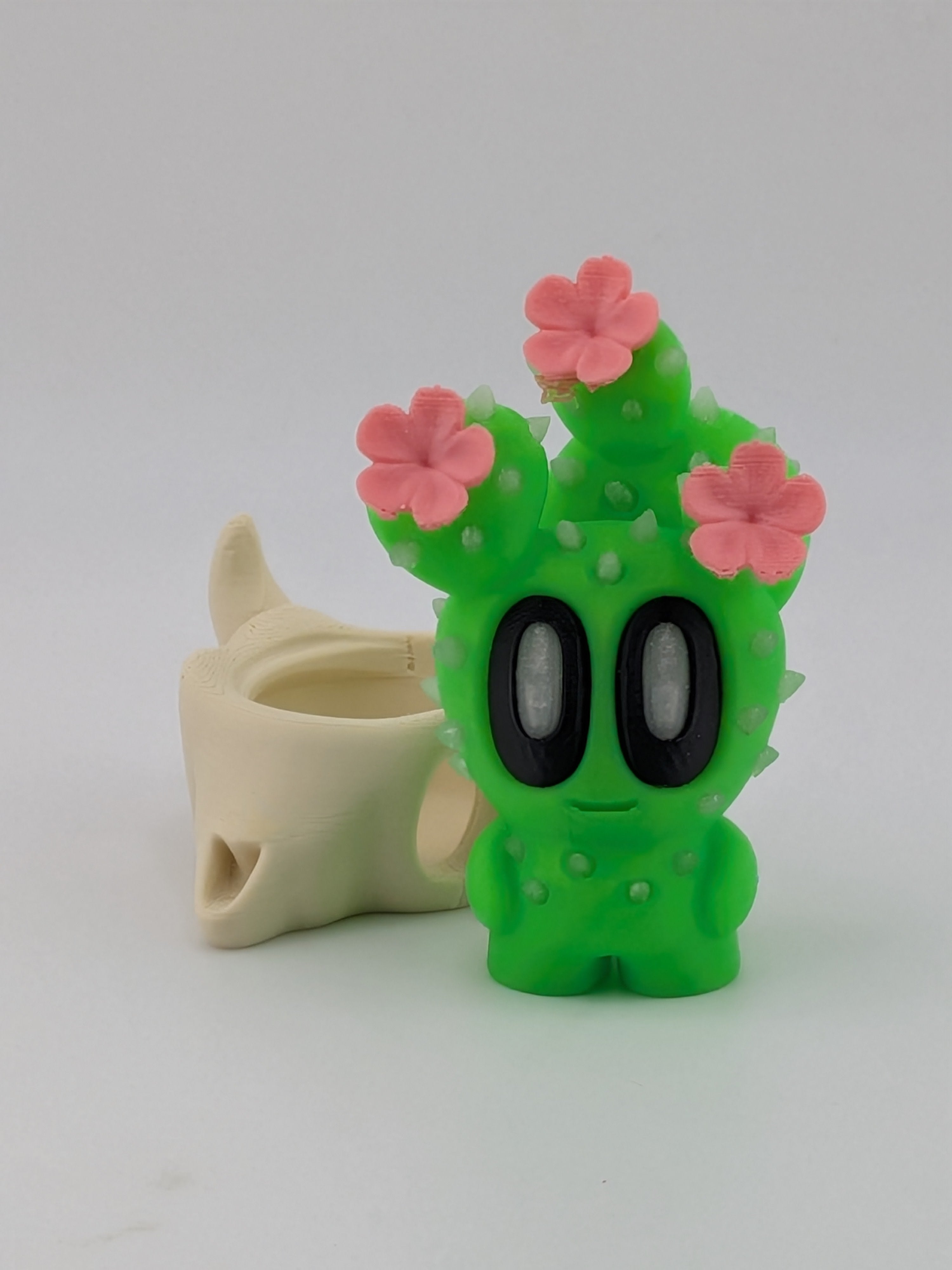 🌵✨ Glow-in-the-Dark Bloblab Flower Cactus! 🌸 Adorable 3D Printed Desk Pet & Pot 👀🪴