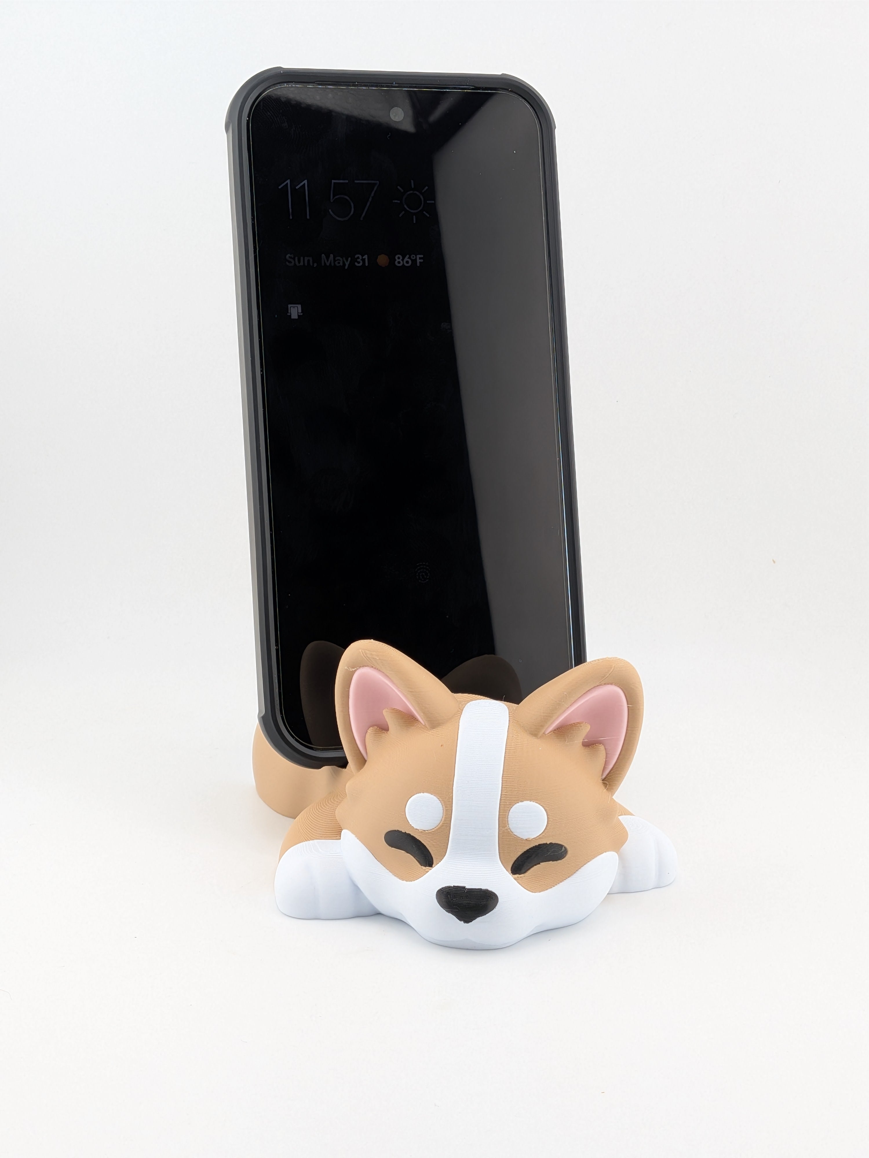 5.75 Inch Corgi Phone Holder 3D Printed Desk Pet Smartphone Stand
