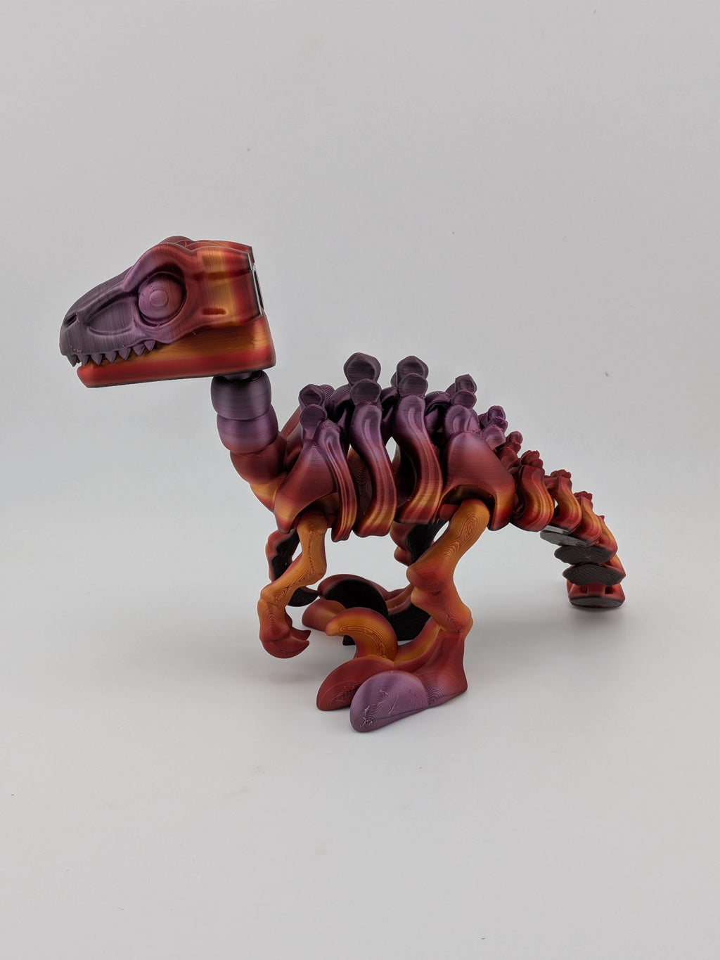 6.25 Inch Skeleton Pyroraptor Articulated Flexi Dinosaur Rainbow Bone Fidget Toy