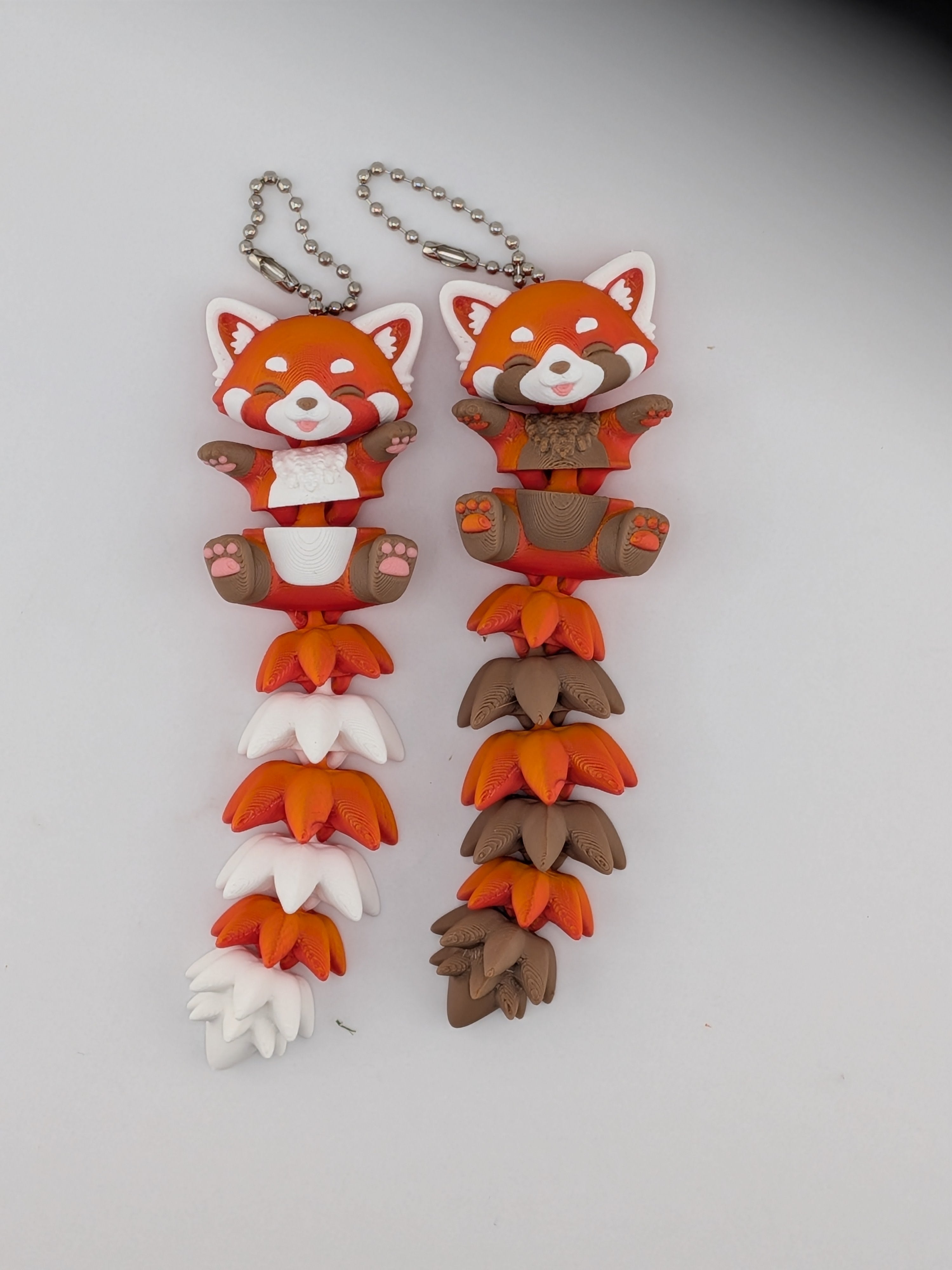 5 Inch Fluffy Tail Red Panda Keychain Articulated Cute Fidget Buddy Set