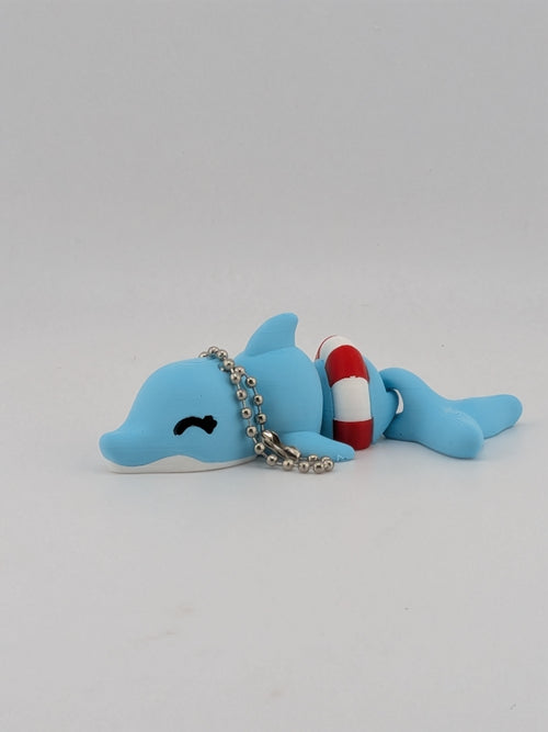 3.5 Inch Articulated Dolphin Keychain Cute Ocean Life Ring Fidget Buddy Set