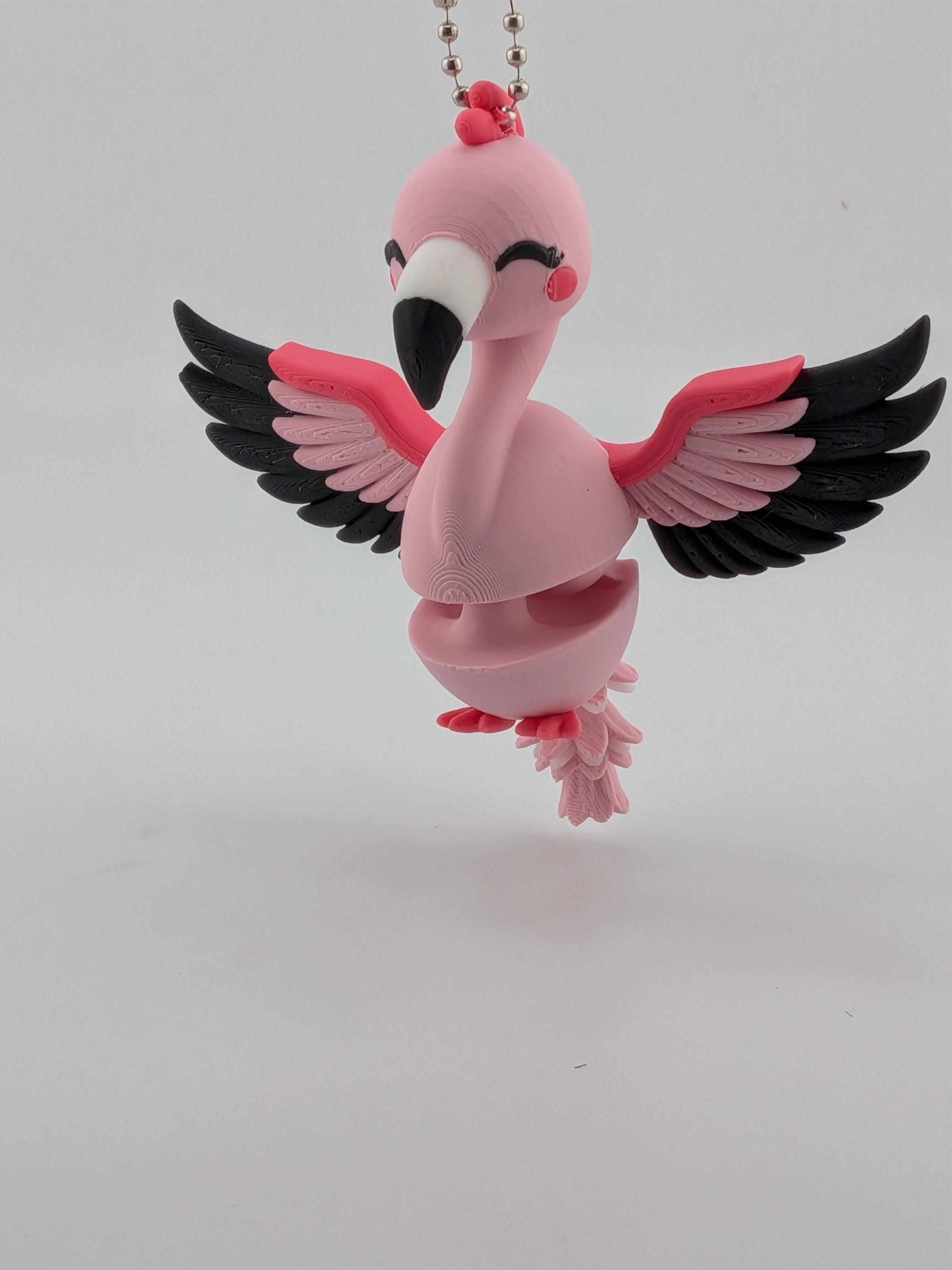 3.25 Inch Articulated Flamingo Keychain Cute Tropical Bird Fidget Buddy