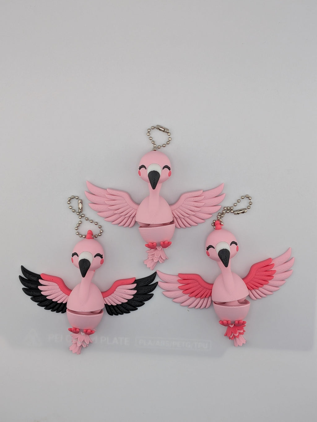 3.25 Inch Articulated Flamingo Keychain Cute Tropical Bird Fidget Buddy