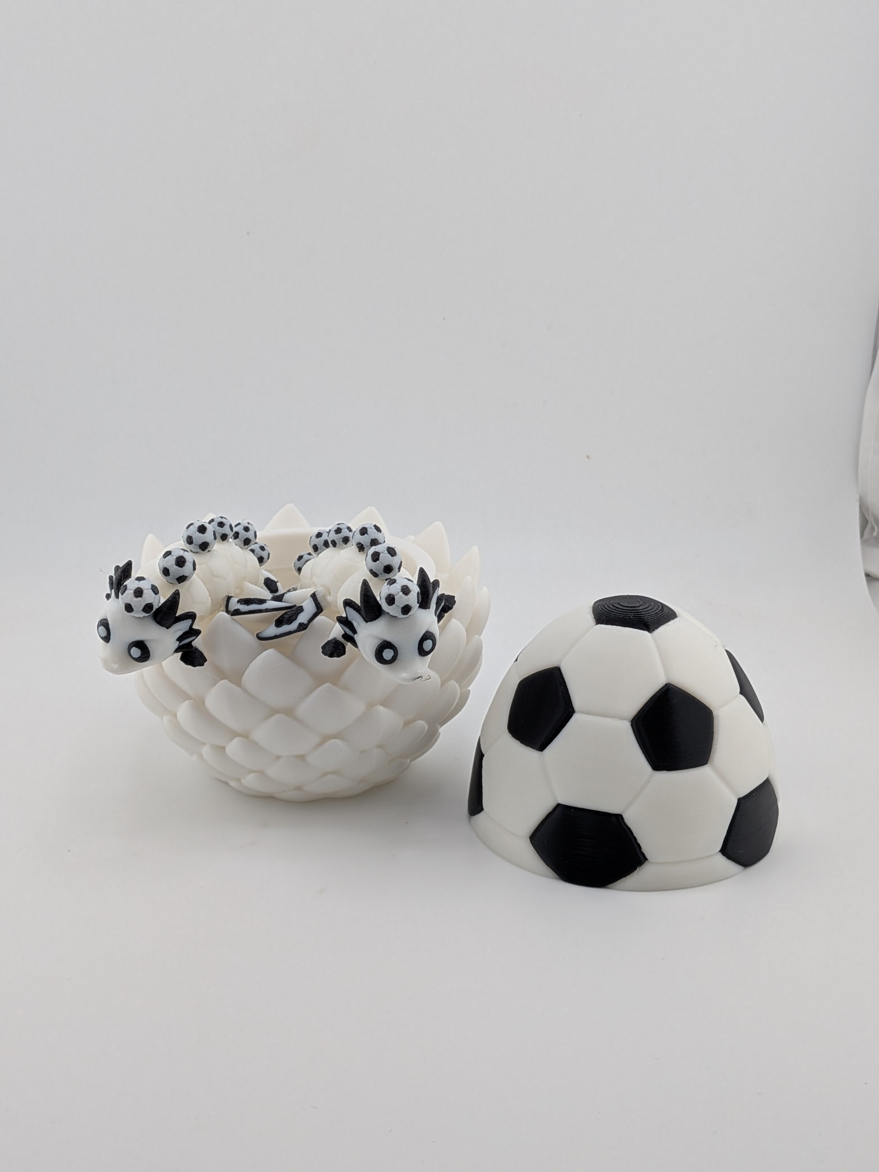 Soccer Dragon Egg Set 3D Printed Articulated Flexi Sports Mascot 2 Dragon Bundle