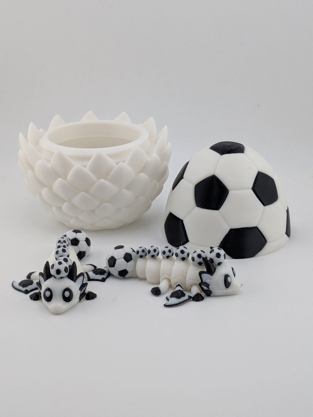 Soccer Dragon Egg Set 3D Printed Articulated Flexi Sports Mascot 2 Dragon Bundle