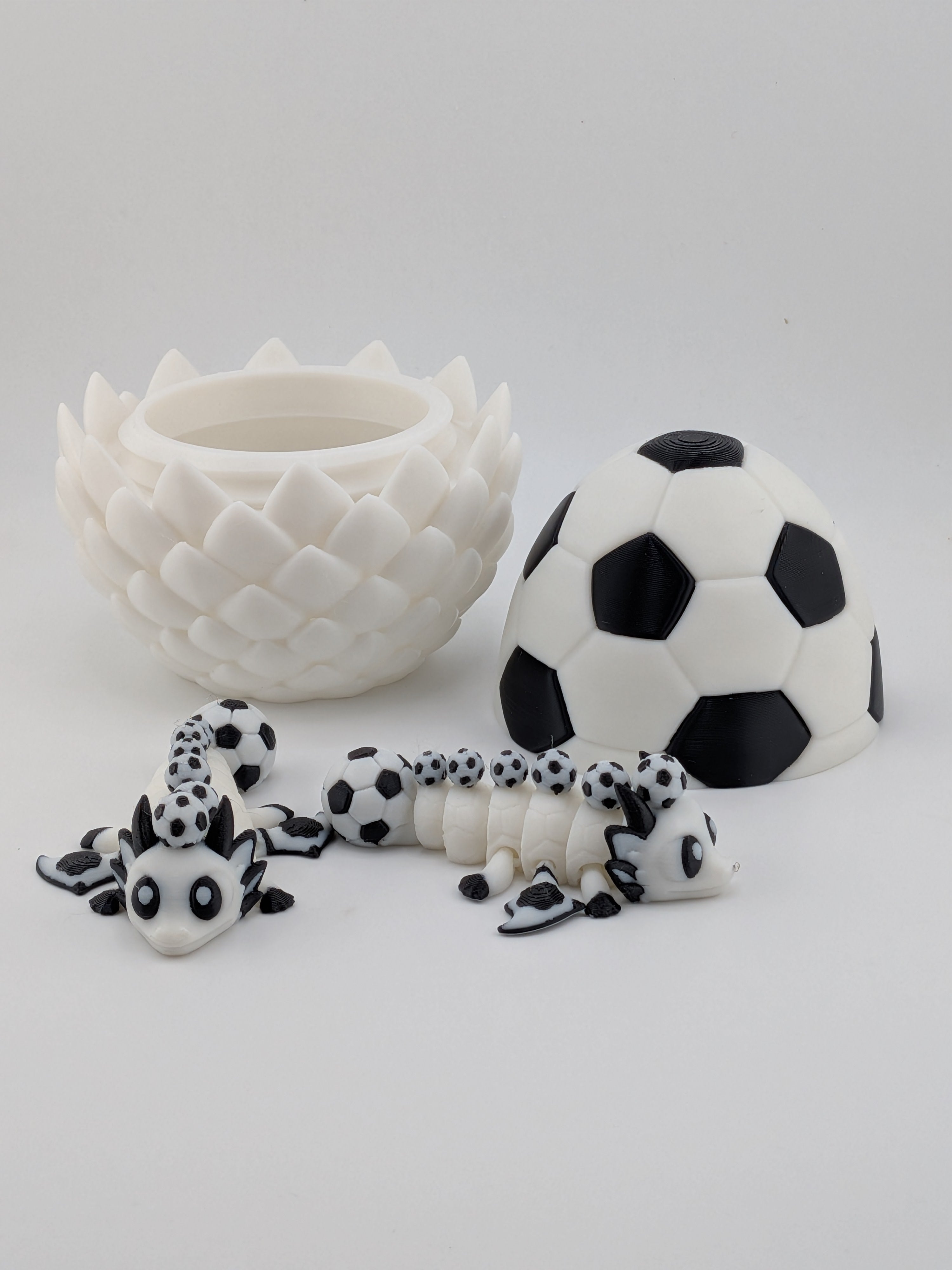 Soccer Dragon Egg Set 3D Printed Articulated Flexi Sports Mascot 2 Dragon Bundle