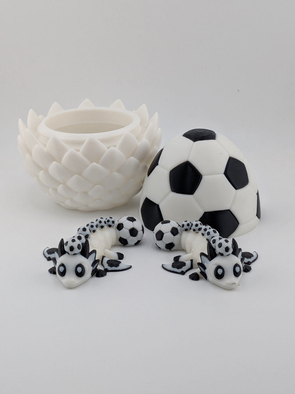 Soccer Dragon Egg Set 3D Printed Articulated Flexi Sports Mascot 2 Dragon Bundle