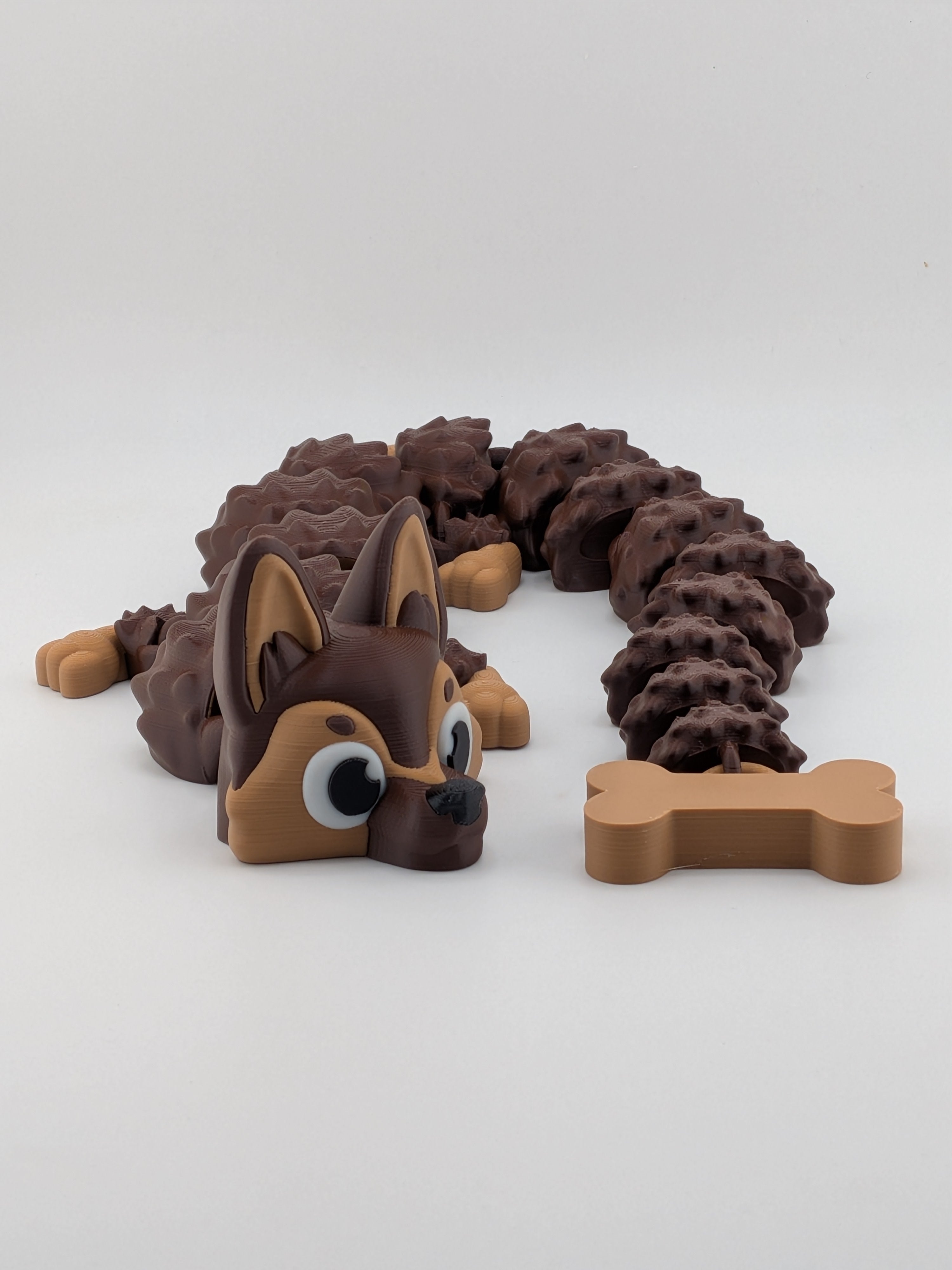 🐕🐉 17" German Shepherd Dragon | Articulated Flexi "Guard-Dragon" with Bone Tail ✨🦴