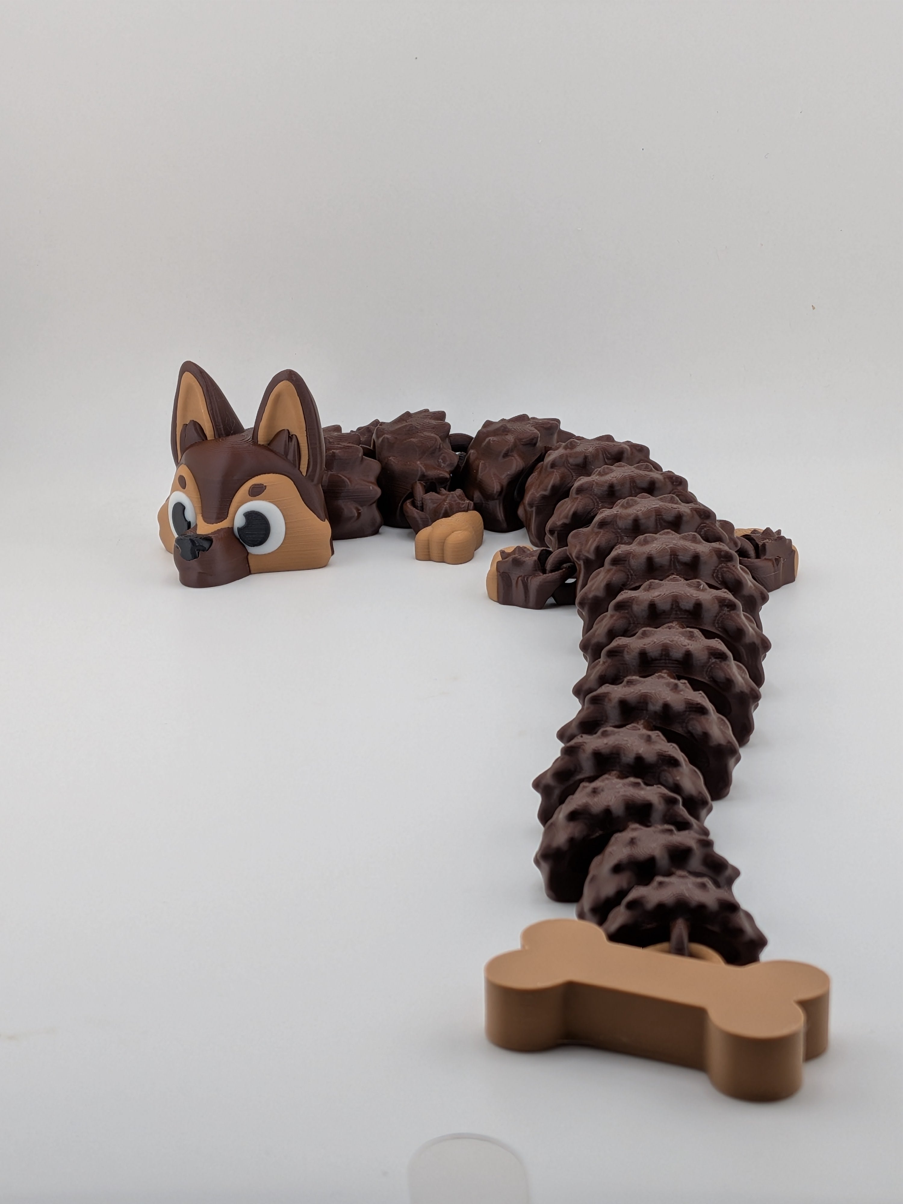 🐕🐉 17" German Shepherd Dragon | Articulated Flexi "Guard-Dragon" with Bone Tail ✨🦴