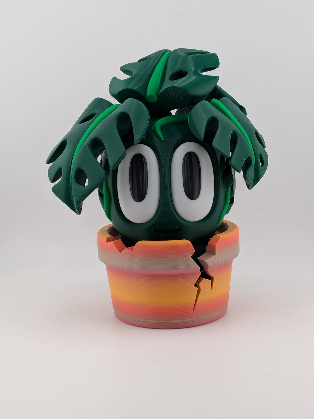 7 Inch Monstera Plant Buddy 3D Printed Cute Character Figure with Removable Pot