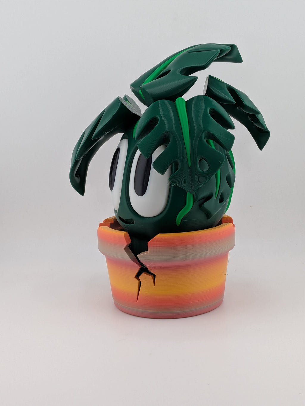 7 Inch Monstera Plant Buddy 3D Printed Cute Character Figure with Removable Pot