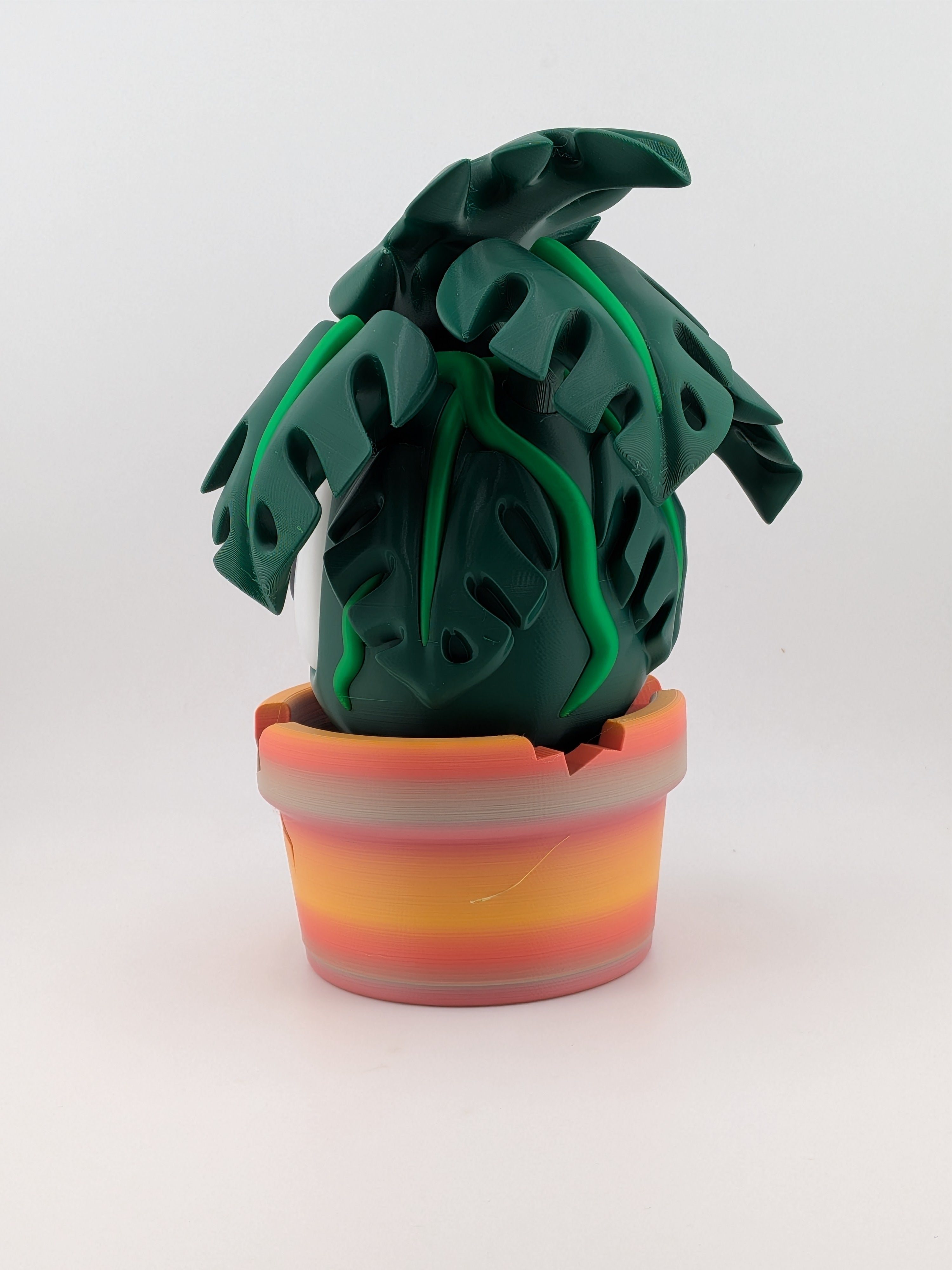 7 Inch Monstera Plant Buddy 3D Printed Cute Character Figure with Removable Pot
