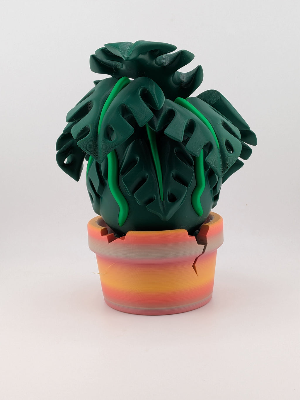 7 Inch Monstera Plant Buddy 3D Printed Cute Character Figure with Removable Pot