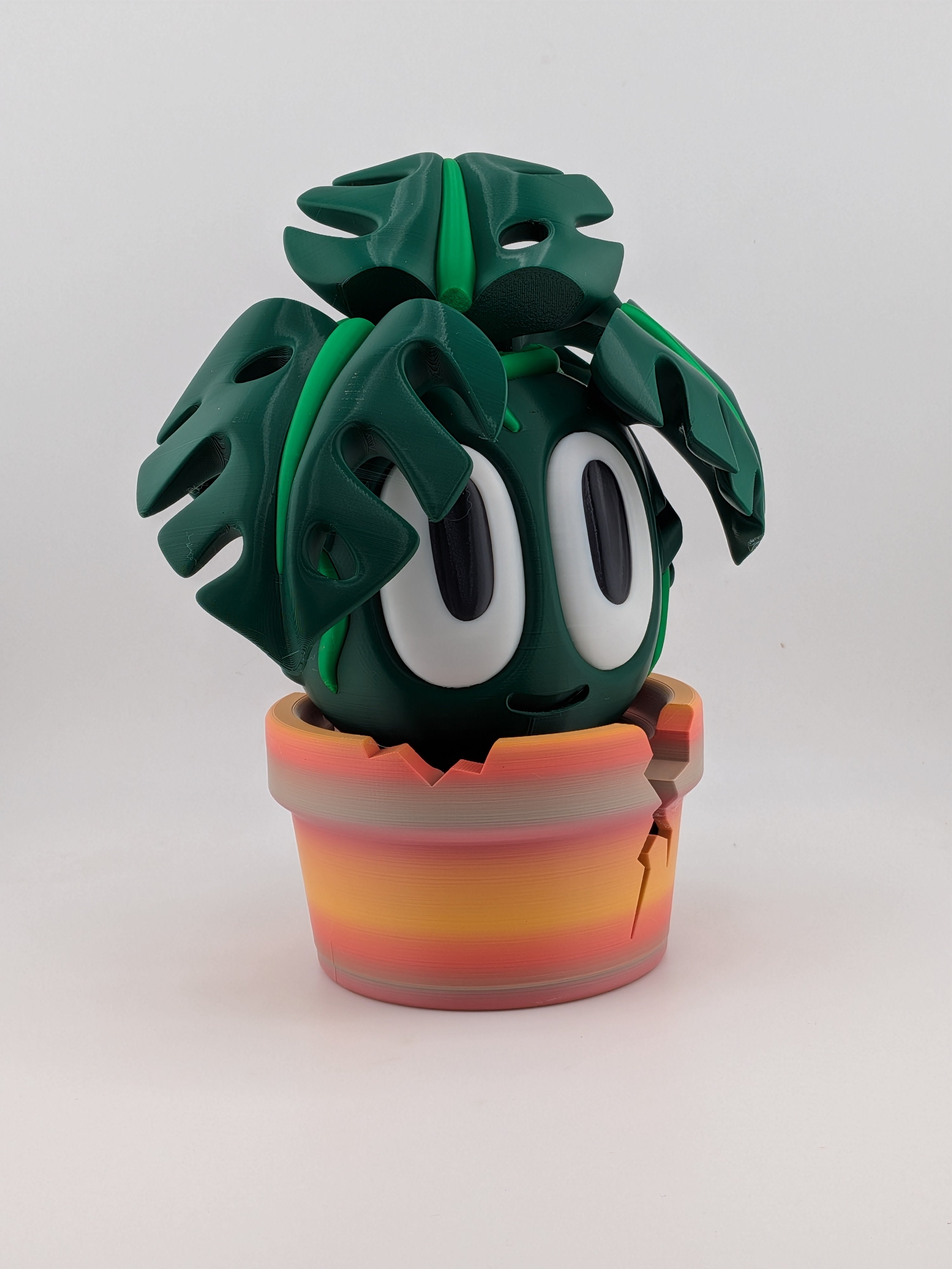 7 Inch Monstera Plant Buddy 3D Printed Cute Character Figure with Removable Pot