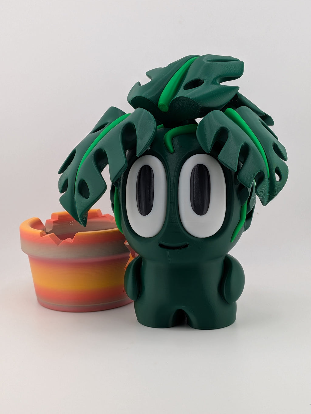7 Inch Monstera Plant Buddy 3D Printed Cute Character Figure with Removable Pot