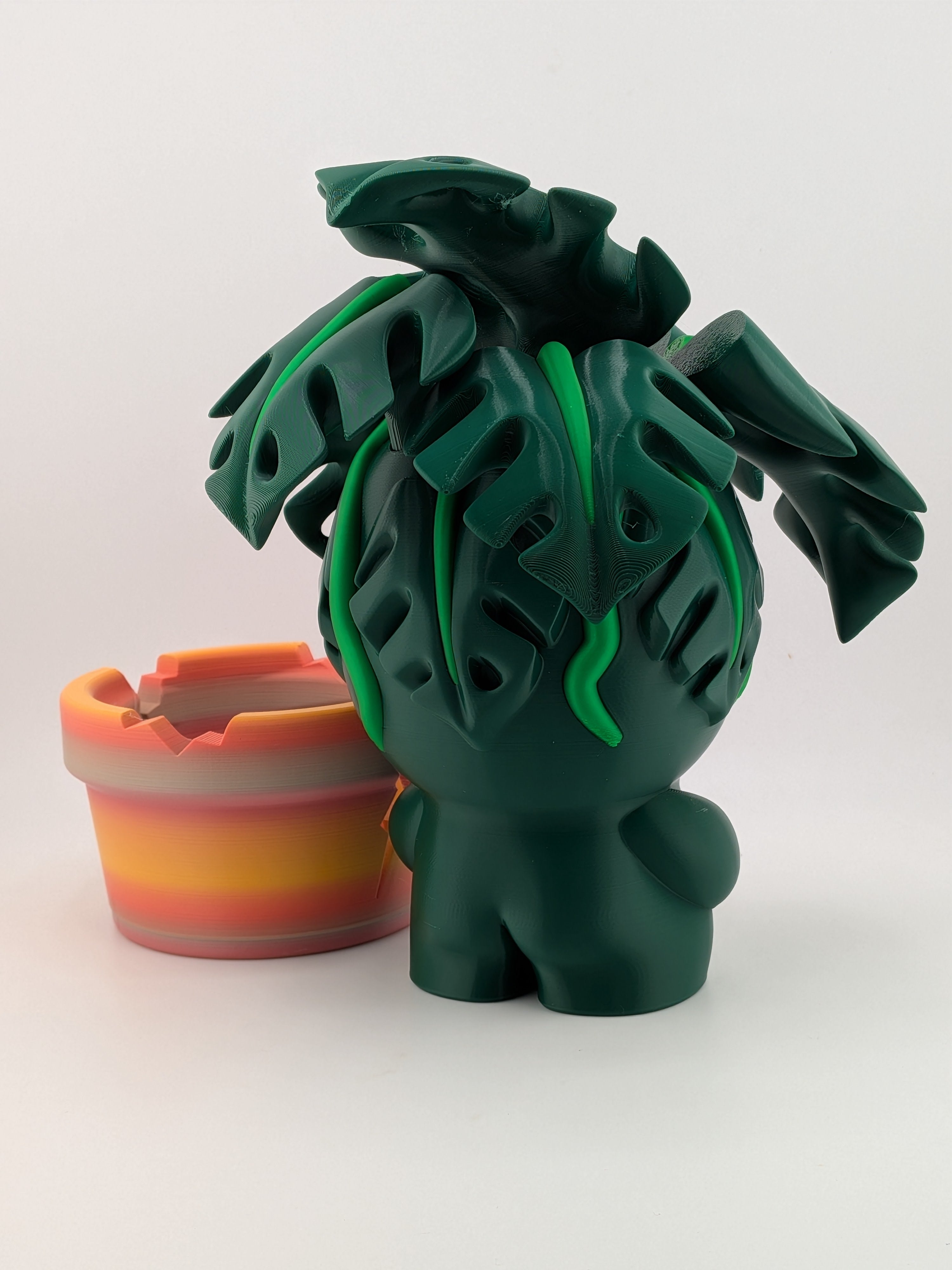 7 Inch Monstera Plant Buddy 3D Printed Cute Character Figure with Removable Pot