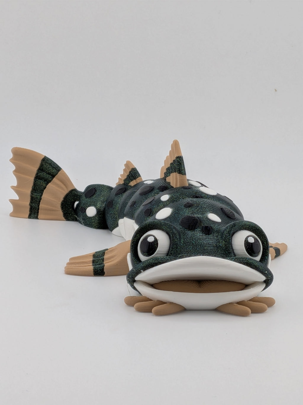 7 Inch Articulated Catfish Toy Flexi Sparkle Green Multi Color Fish Fidget