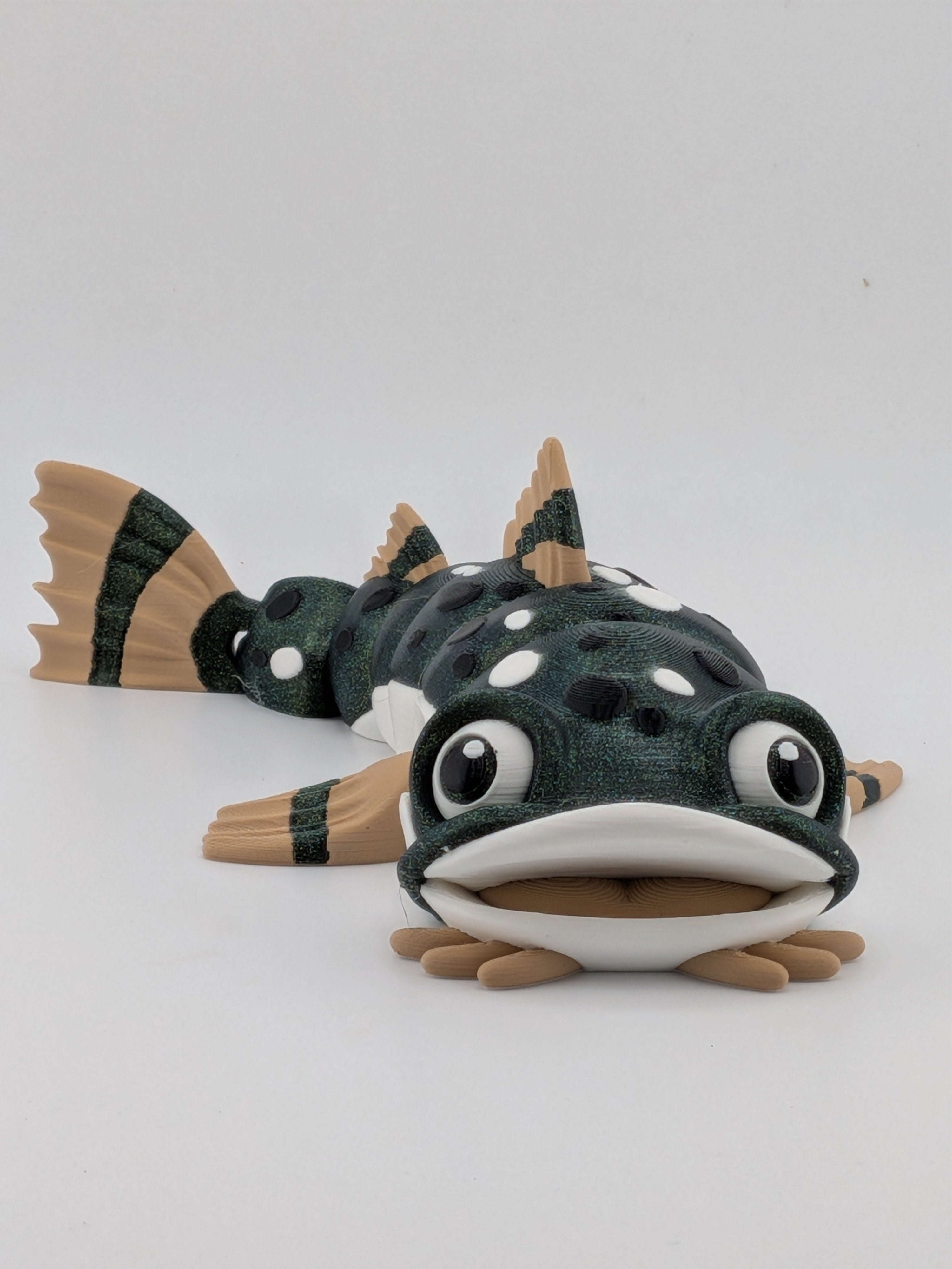 7 Inch Articulated Catfish Toy Flexi Sparkle Green Multi Color Fish Fidget
