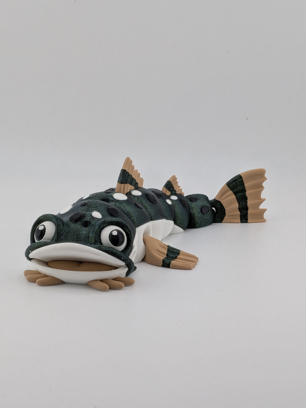 7 Inch Articulated Catfish Toy Flexi Sparkle Green Multi Color Fish Fidget