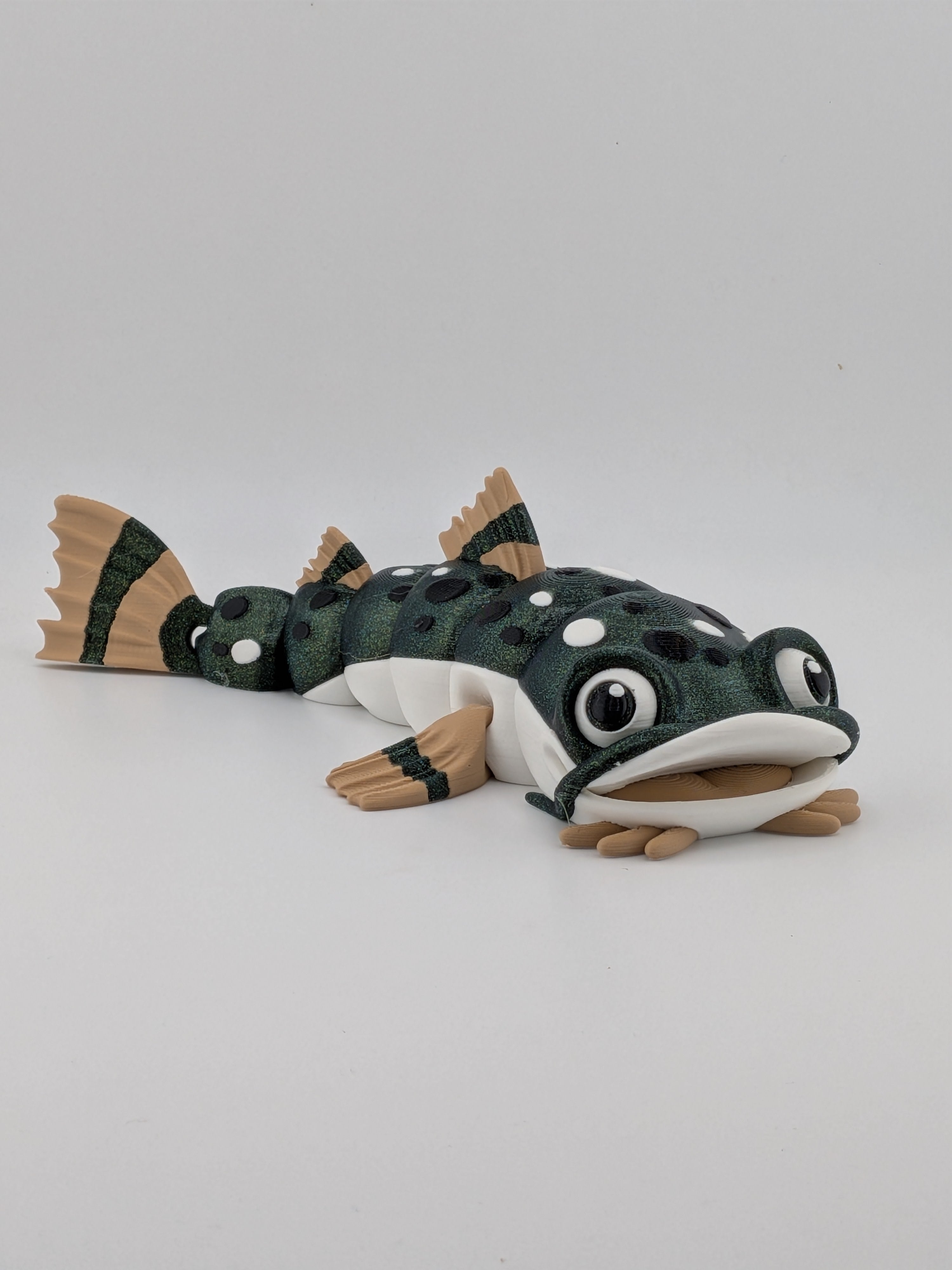 7 Inch Articulated Catfish Toy Flexi Sparkle Green Multi Color Fish Fidget