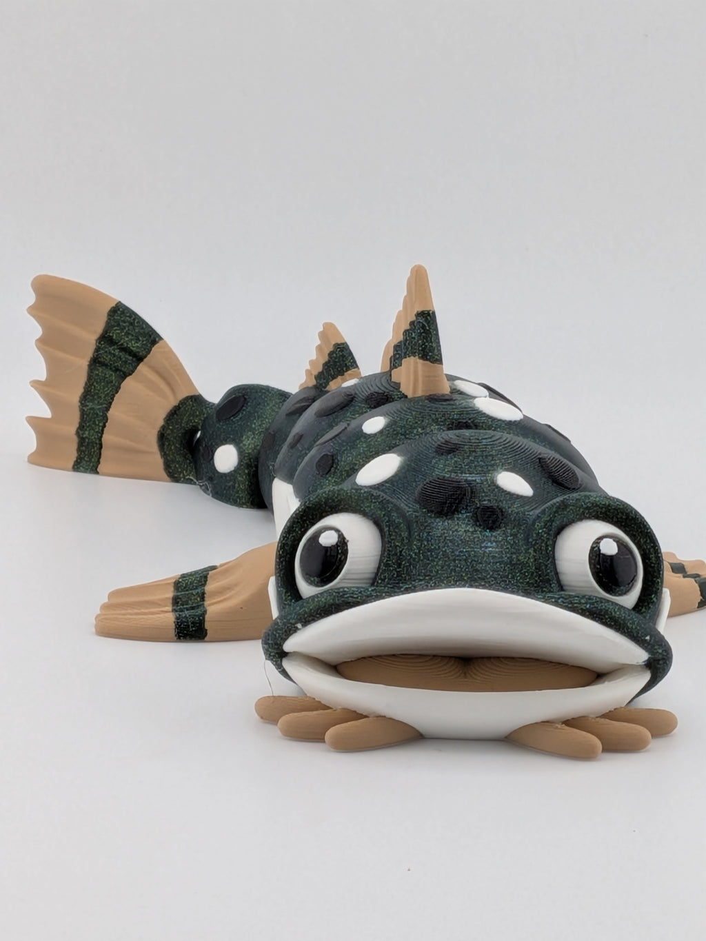 7 Inch Articulated Catfish Toy Flexi Sparkle Green Multi Color Fish Fidget