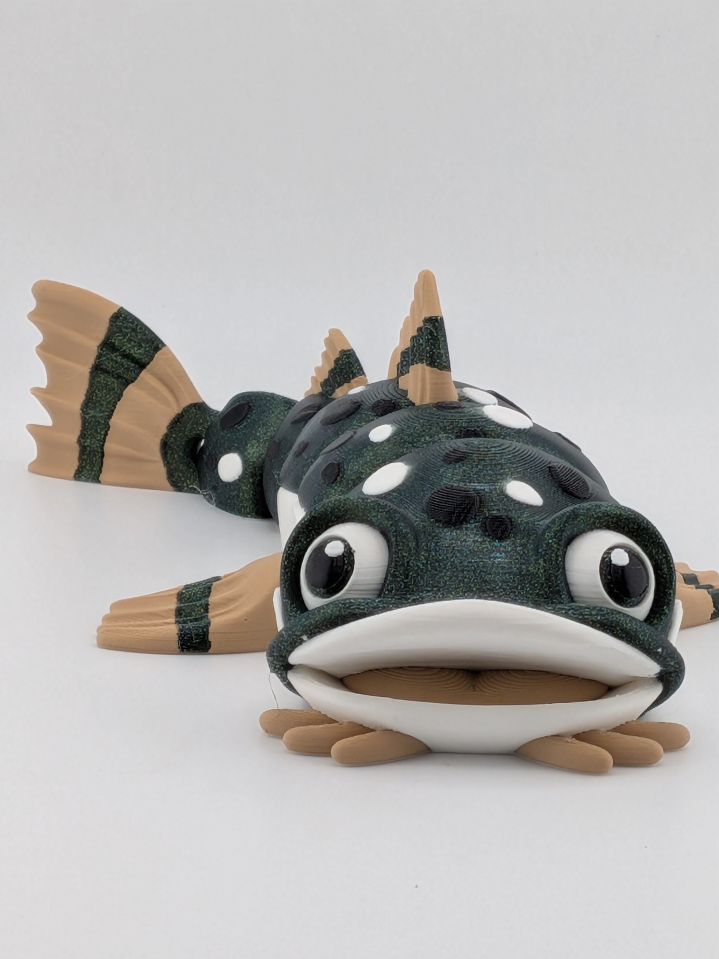 7 Inch Articulated Catfish Toy Flexi Sparkle Green Multi Color Fish Fidget