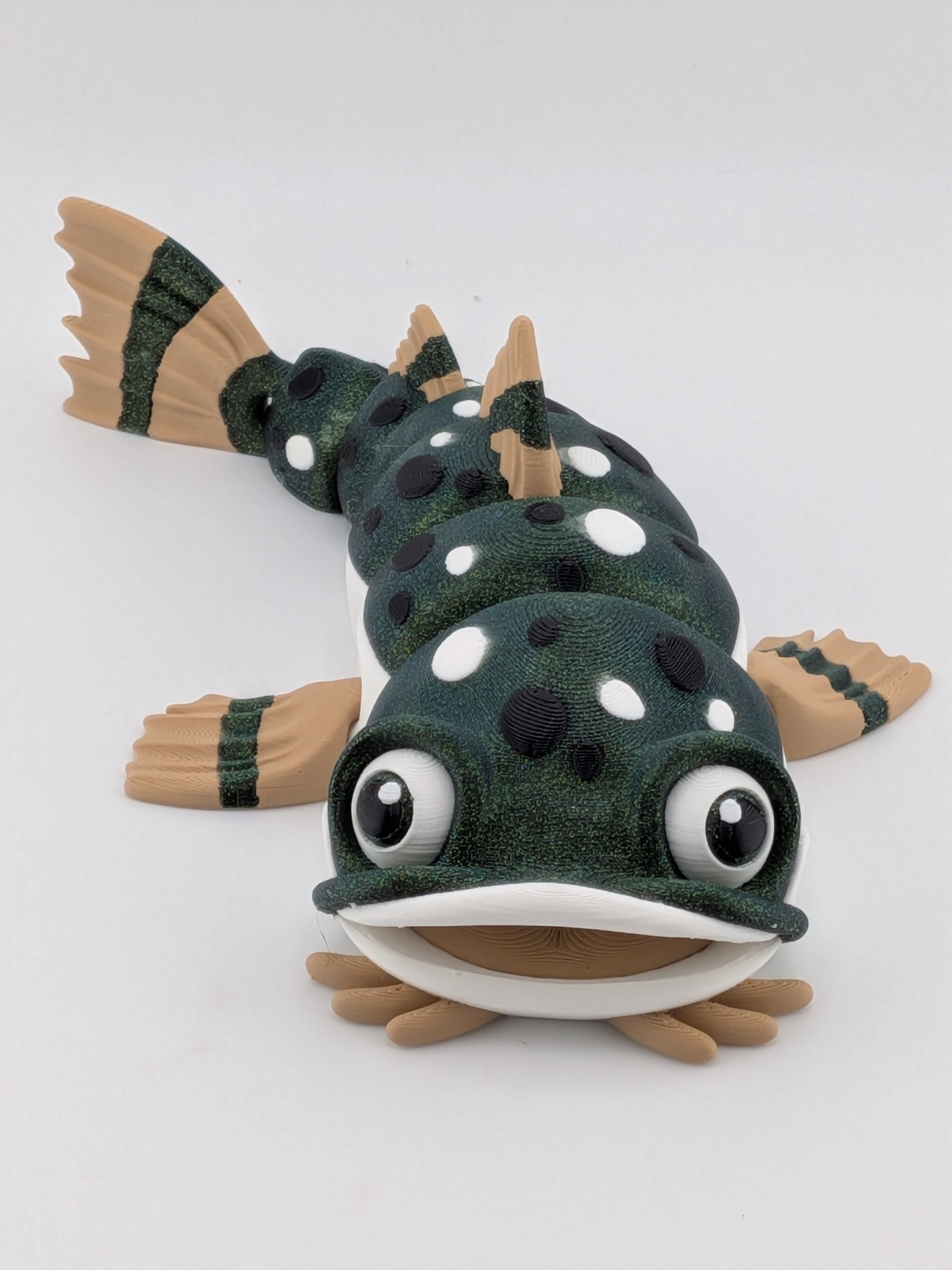 7 Inch Articulated Catfish Toy Flexi Sparkle Green Multi Color Fish Fidget