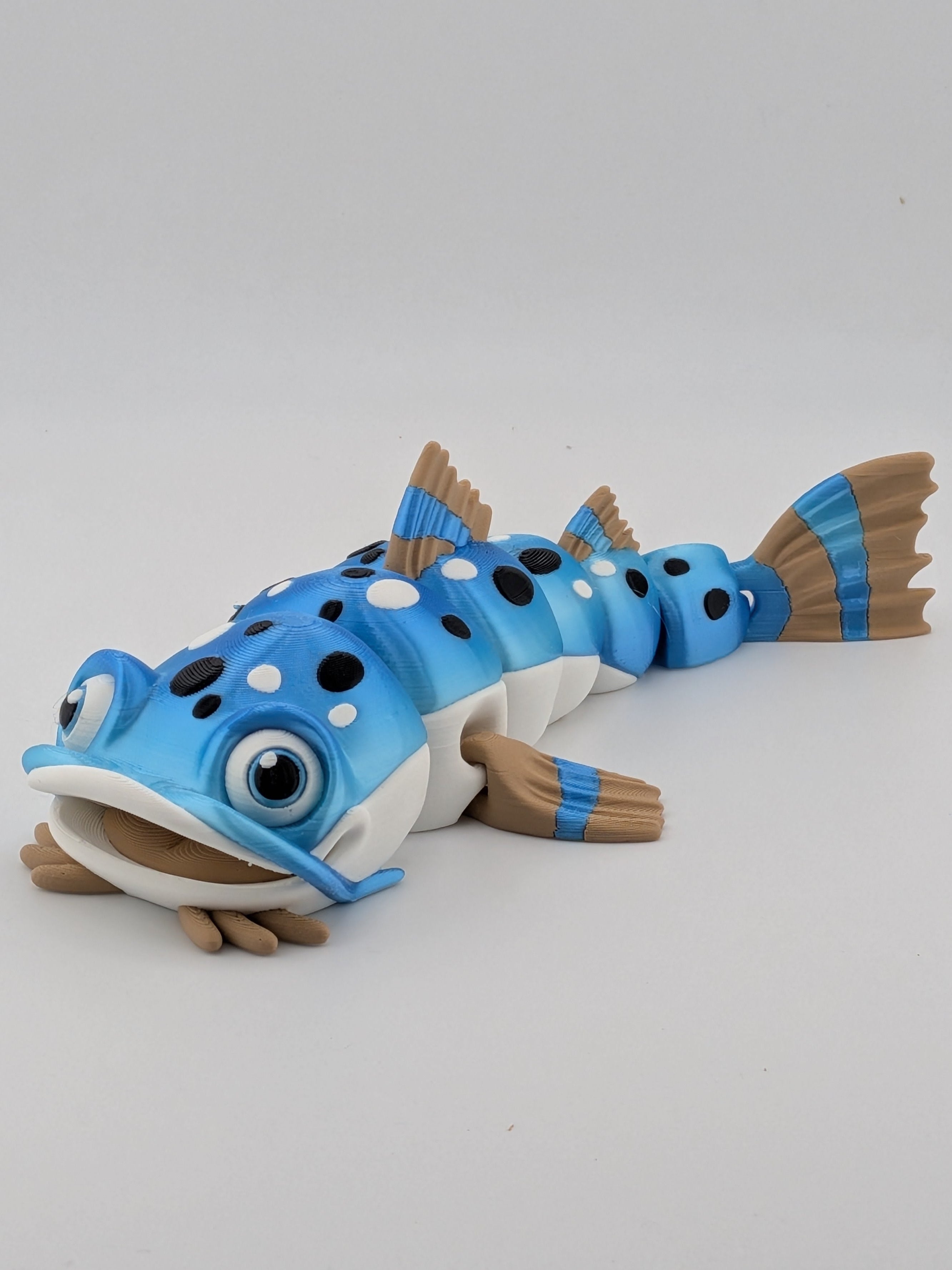 7 Inch Articulated Catfish Toy Flexi Sparkle Green Multi Color Fish Fidget