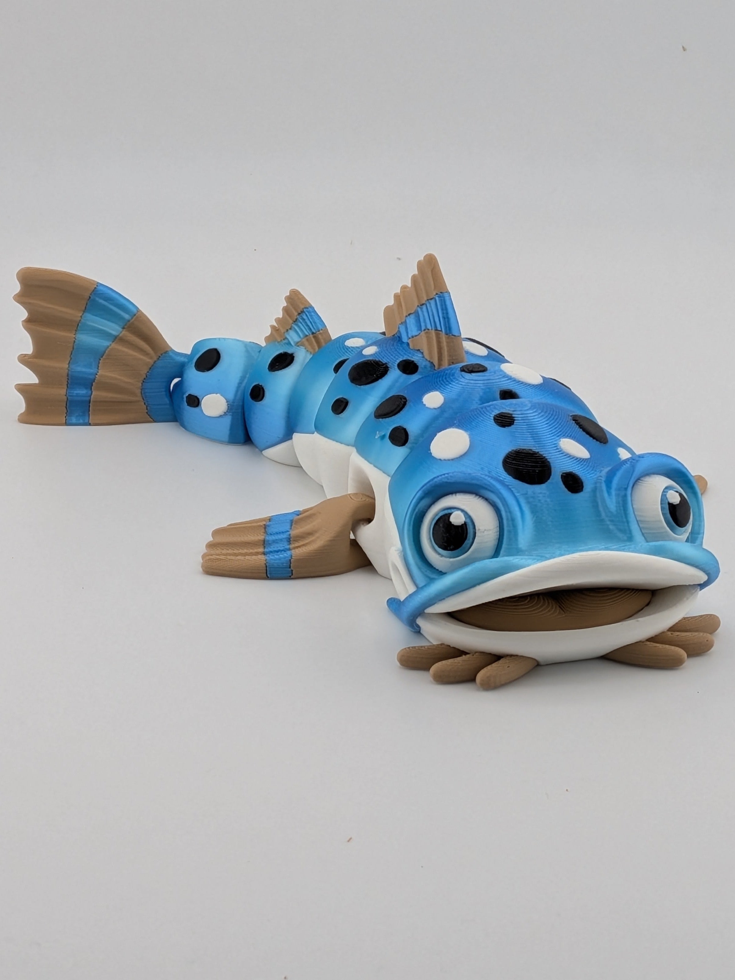 7 Inch Articulated Catfish Toy Flexi Sparkle Green Multi Color Fish Fidget