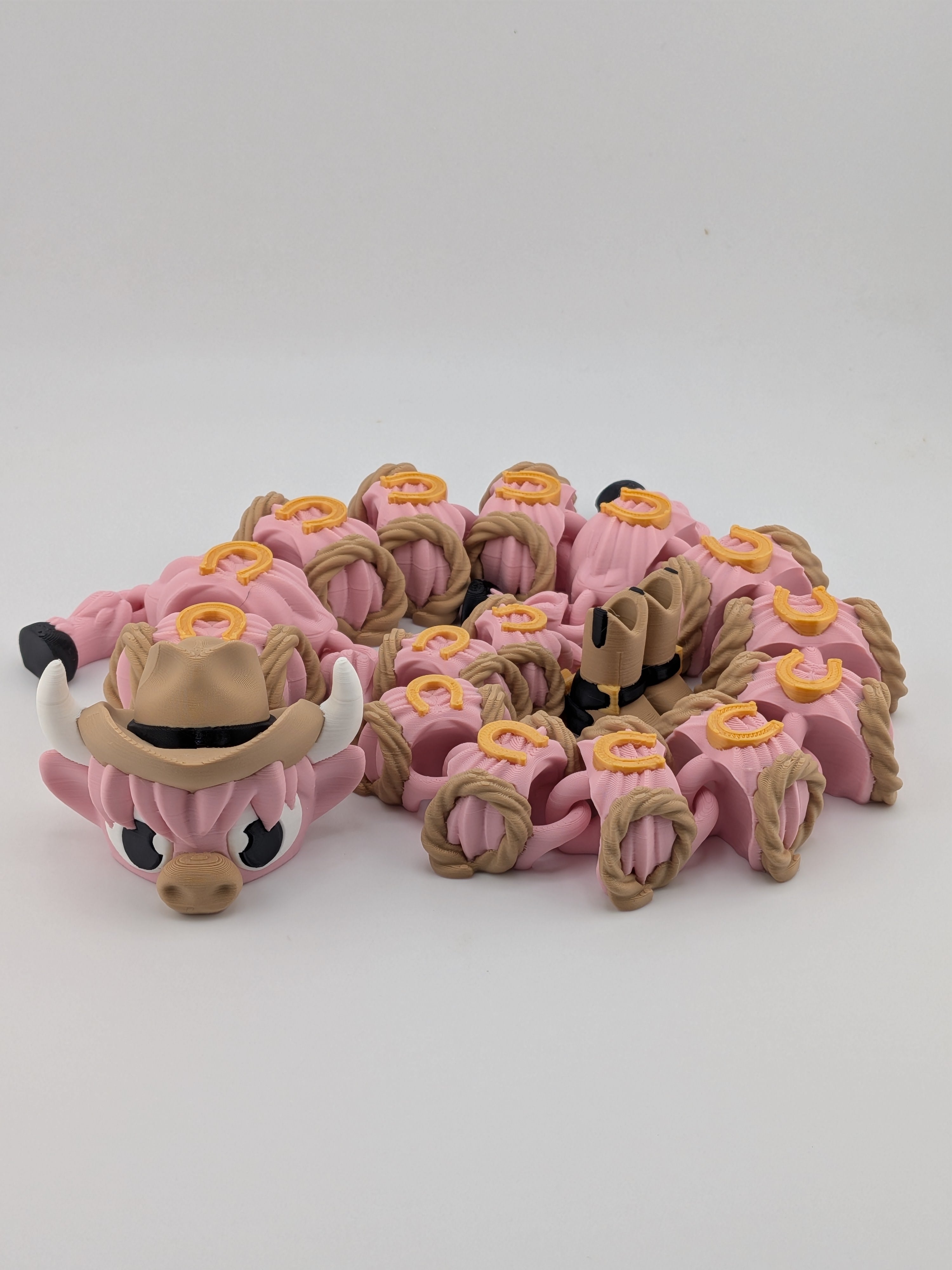 16 Inch Articulated Highland Cow Dragon Toy Flexi Pink Western Cowgirl Boots