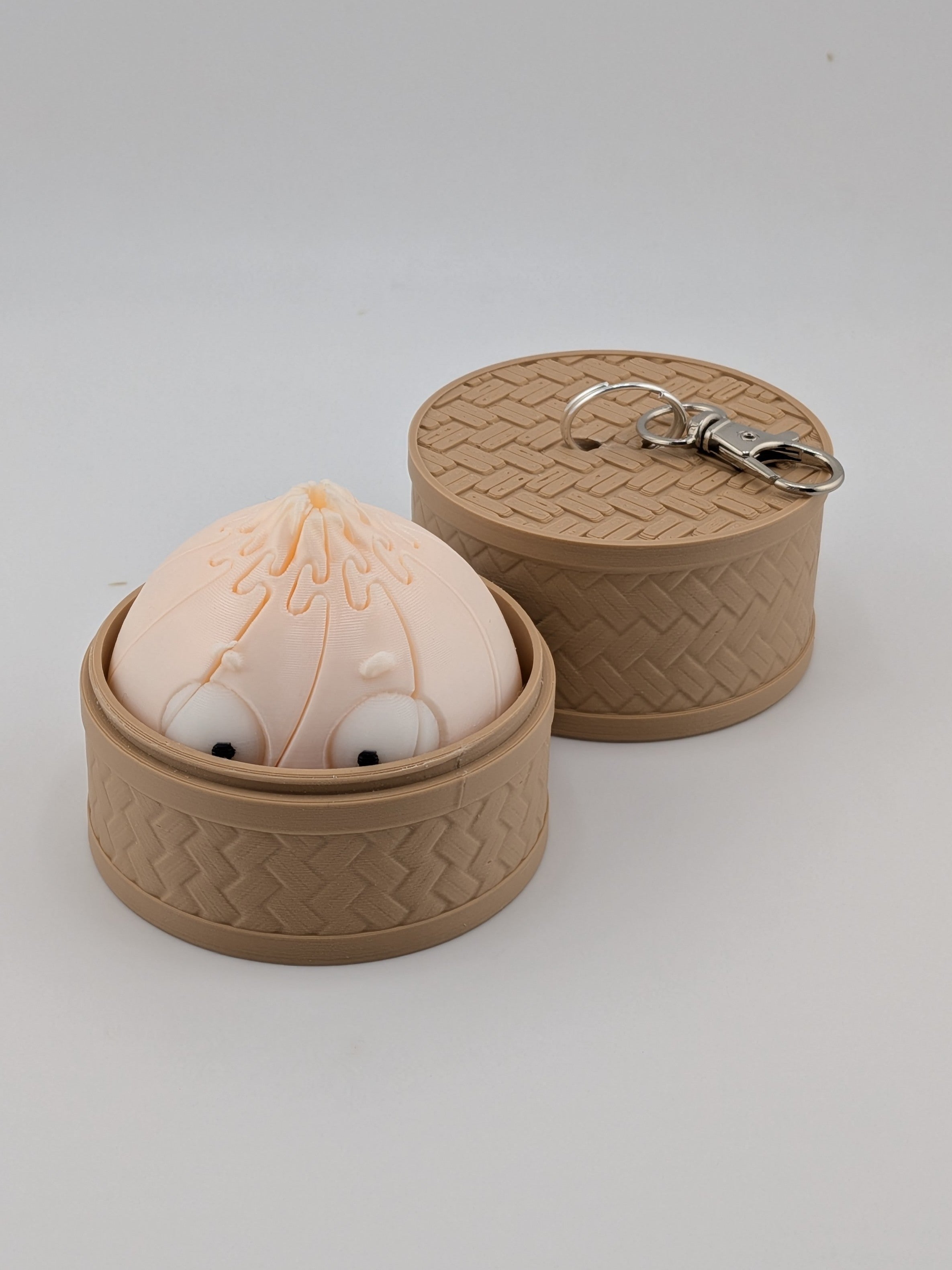 Articulated Dumpling Fidget Toy with Steamer Basket Keychain Flexi Bao Bun Clip