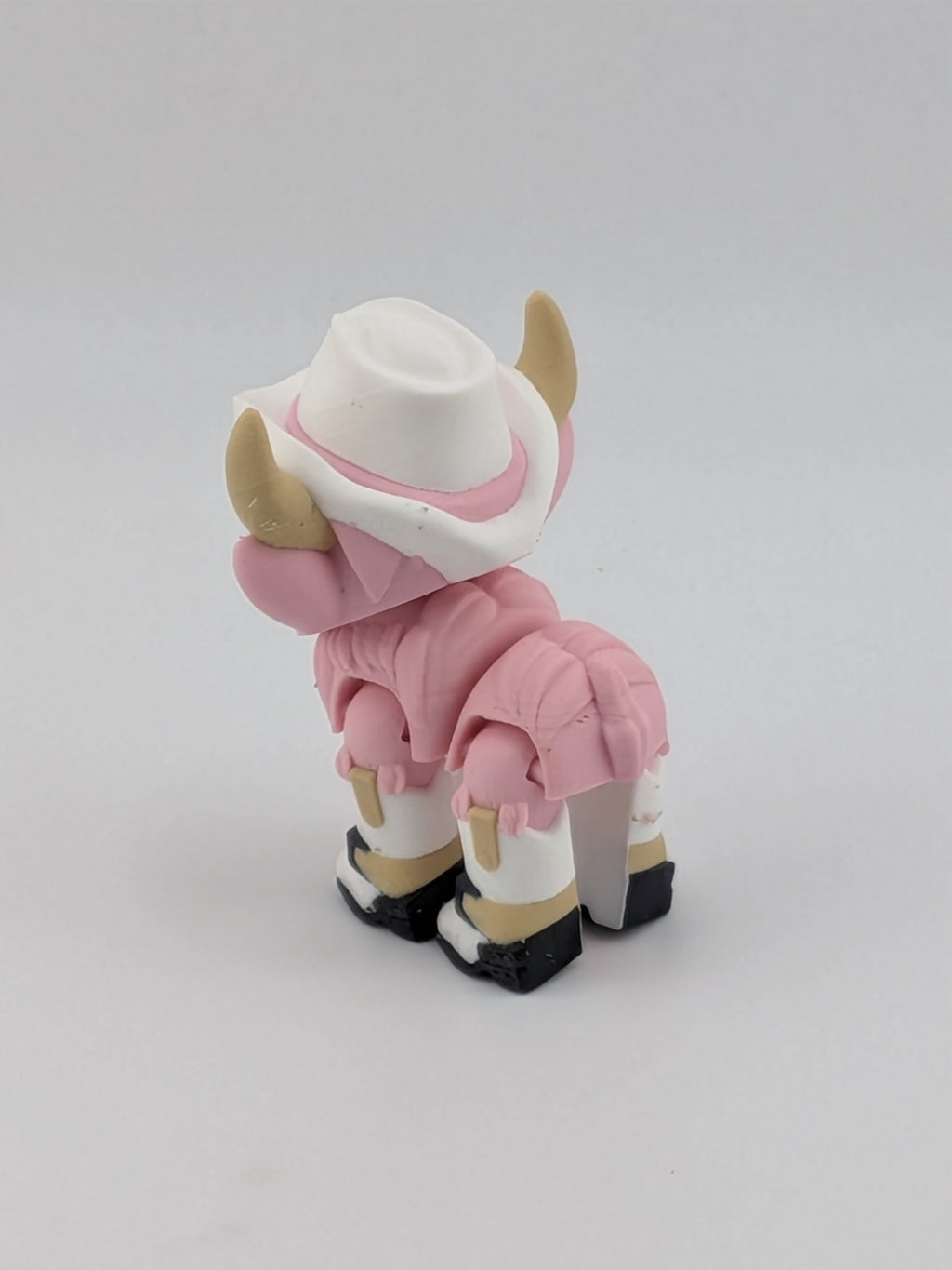 2.25" Articulated Highland Cow Toy Western Cowboy Cowgirl Pink Brown Flexi