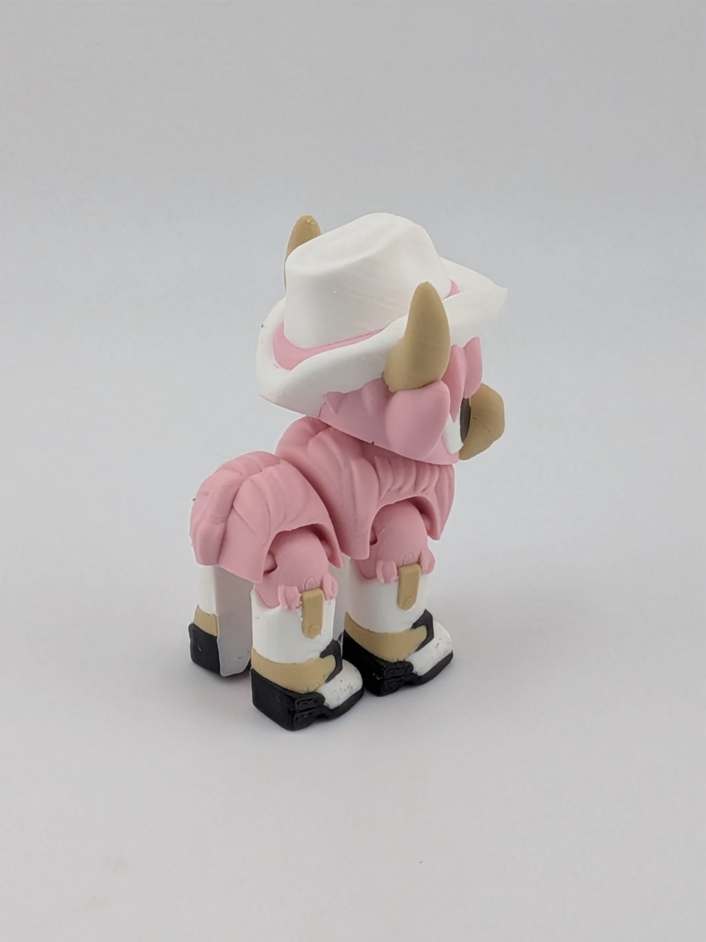 2.25" Articulated Highland Cow Toy Western Cowboy Cowgirl Pink Brown Flexi