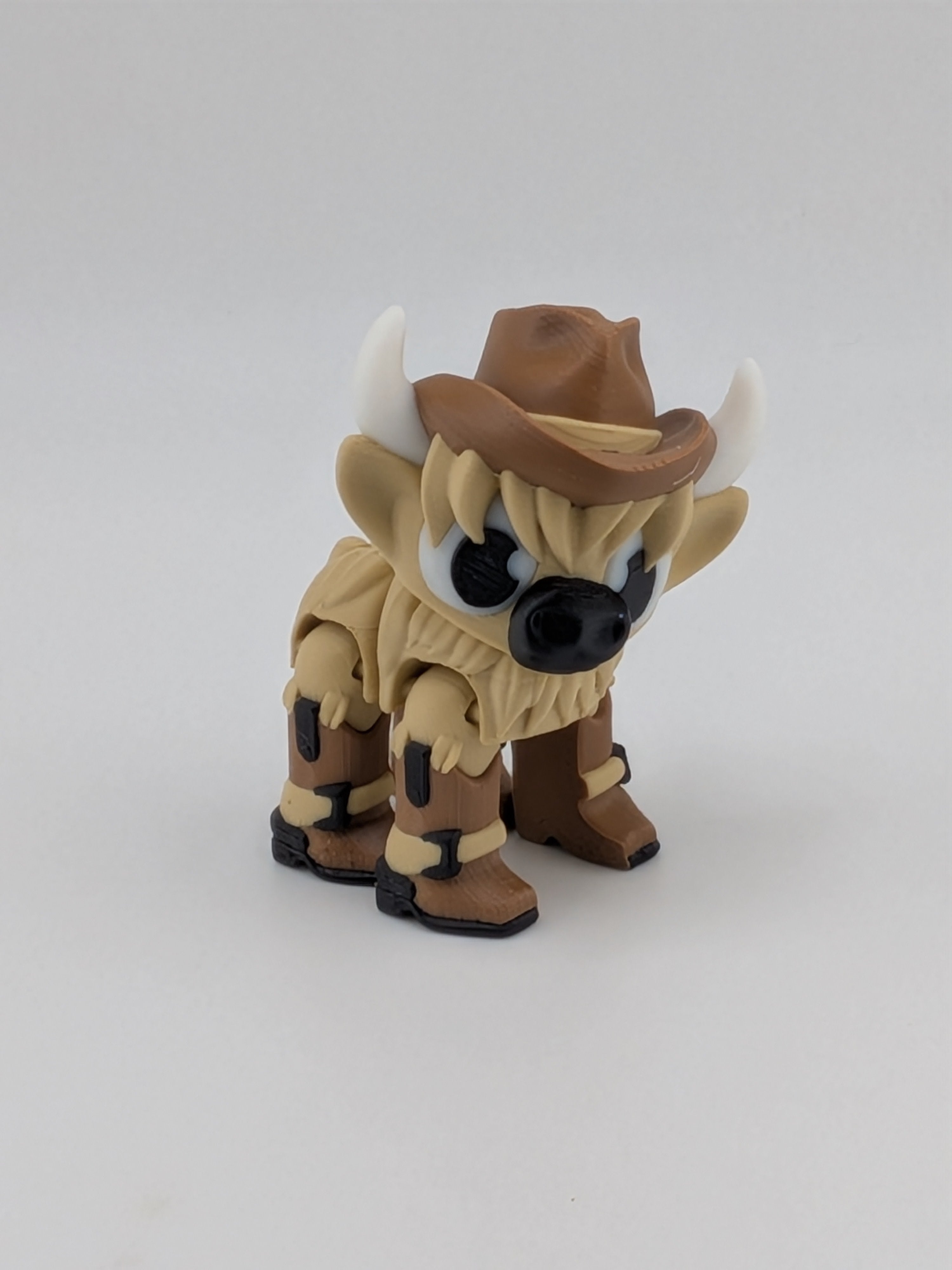 2.25" Articulated Highland Cow Toy Western Cowboy Cowgirl Pink Brown Flexi