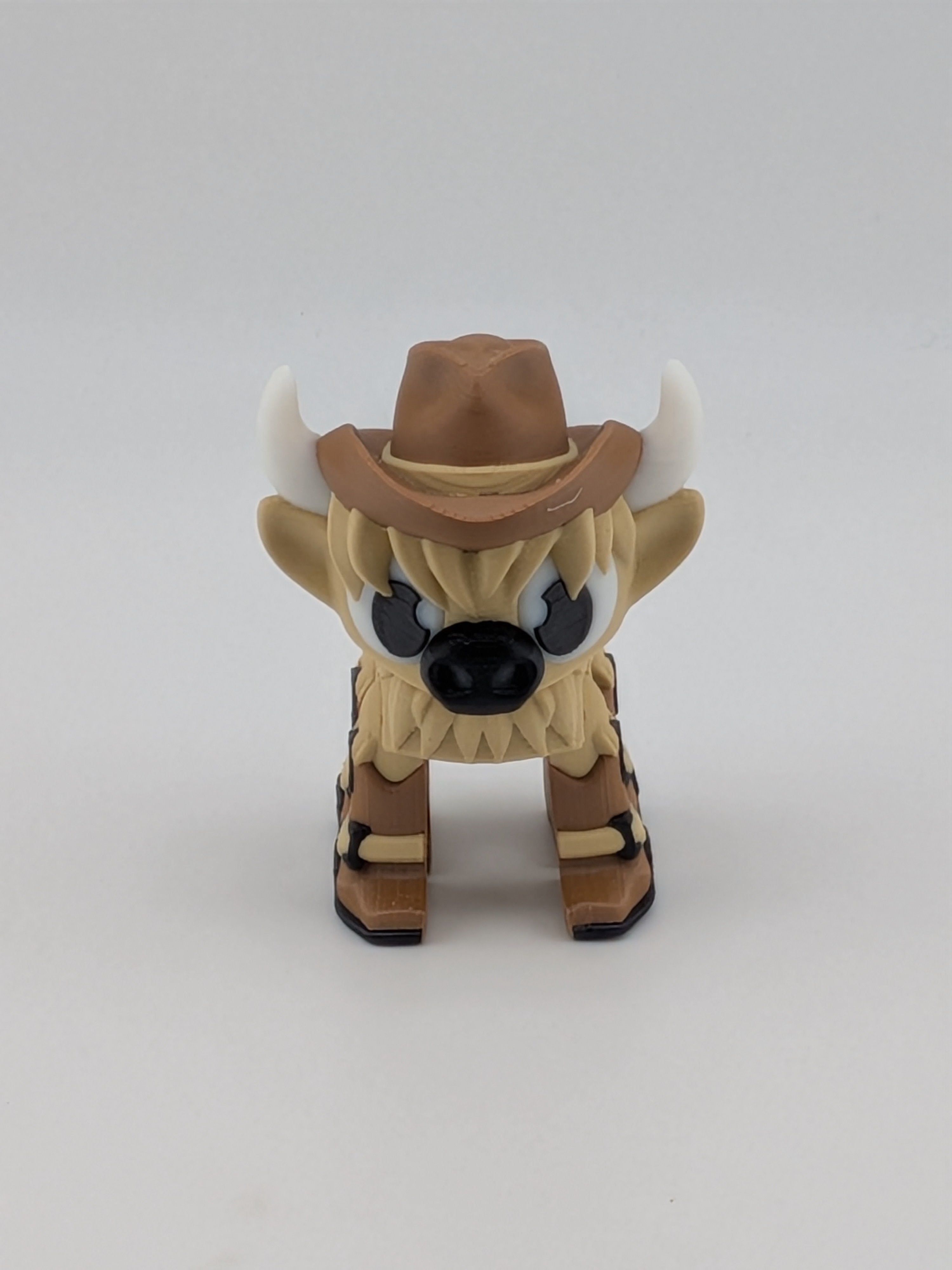 2.25" Articulated Highland Cow Toy Western Cowboy Cowgirl Pink Brown Flexi