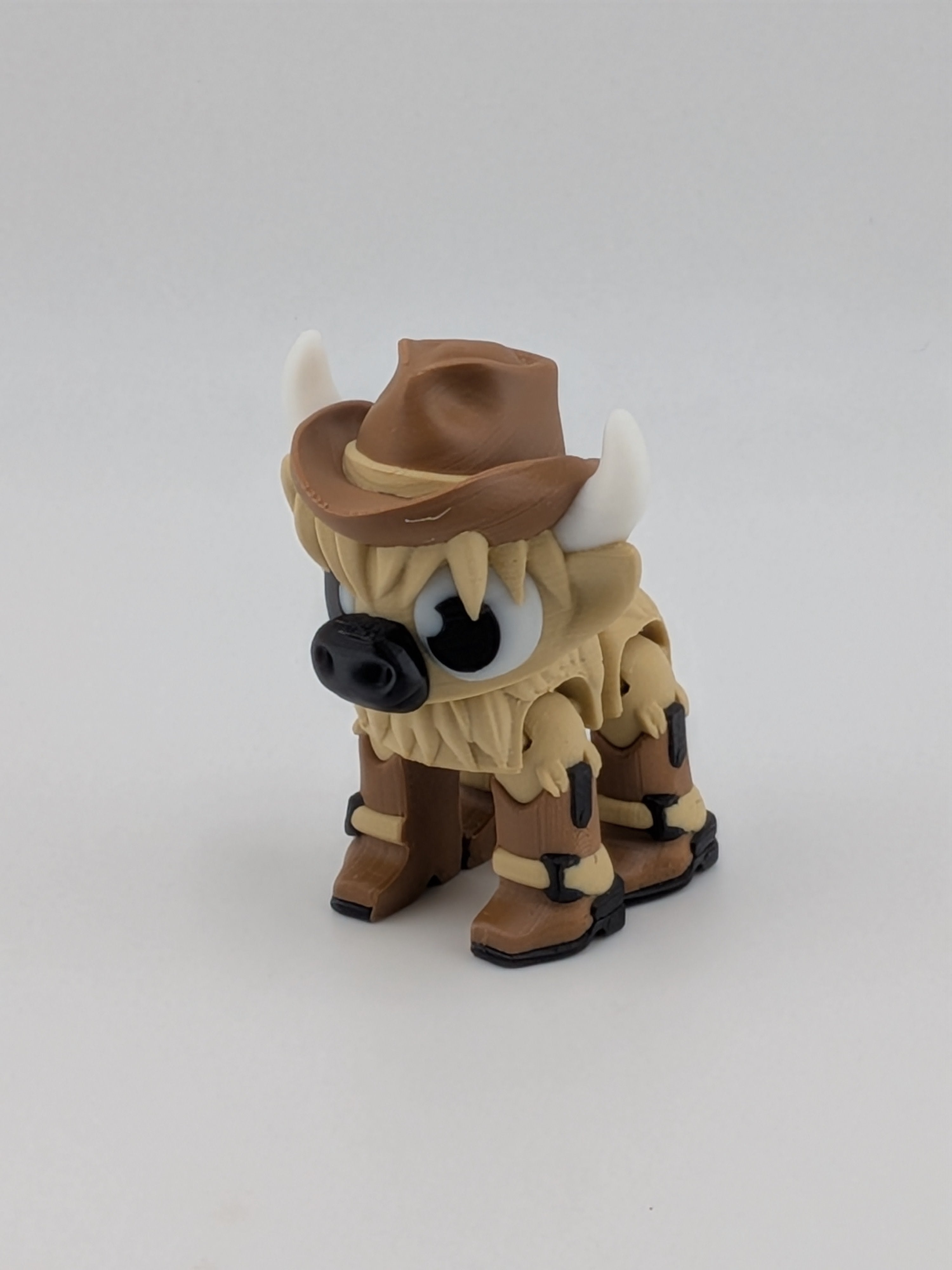 2.25" Articulated Highland Cow Toy Western Cowboy Cowgirl Pink Brown Flexi