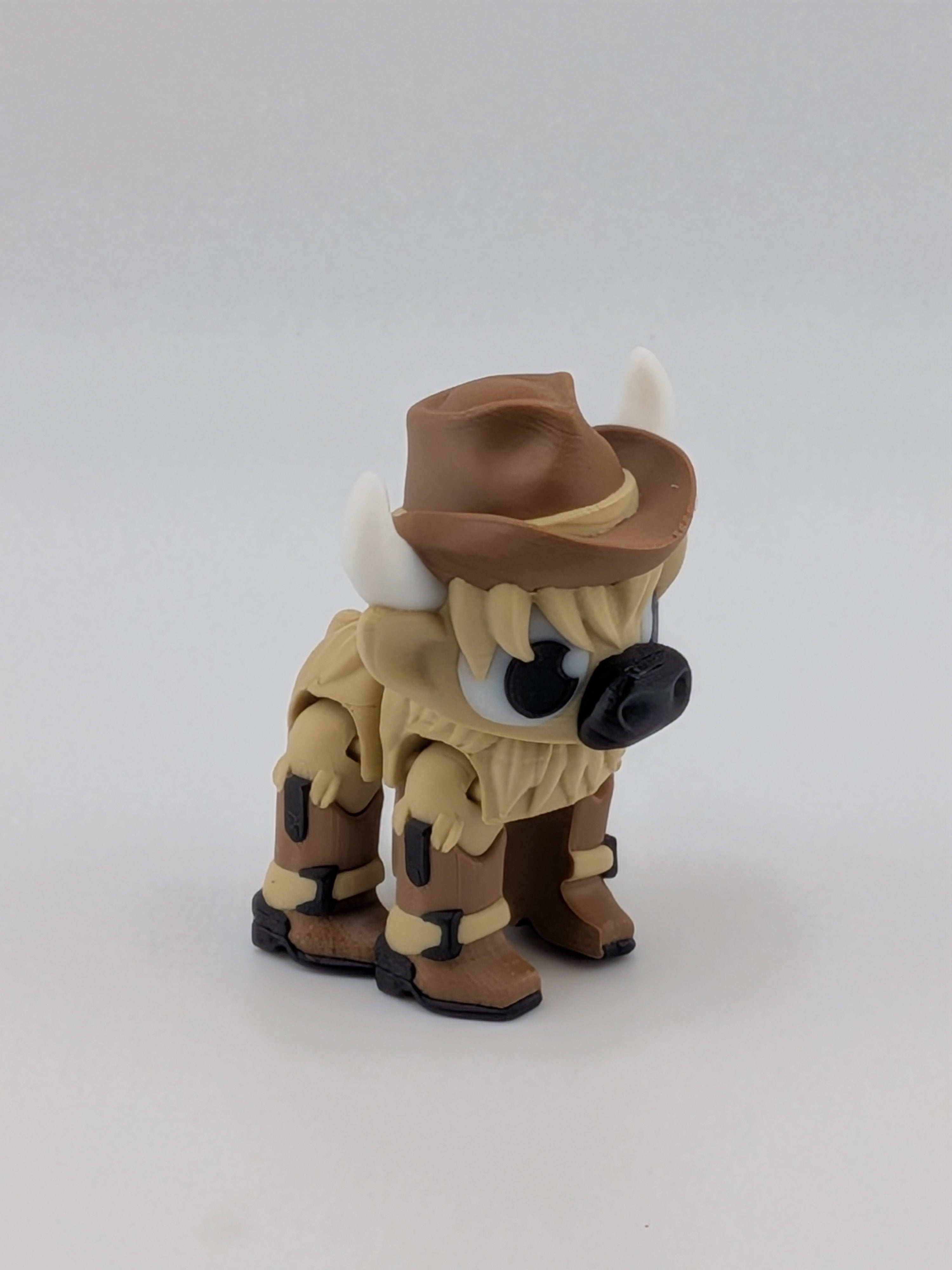 2.25" Articulated Highland Cow Toy Western Cowboy Cowgirl Pink Brown Flexi
