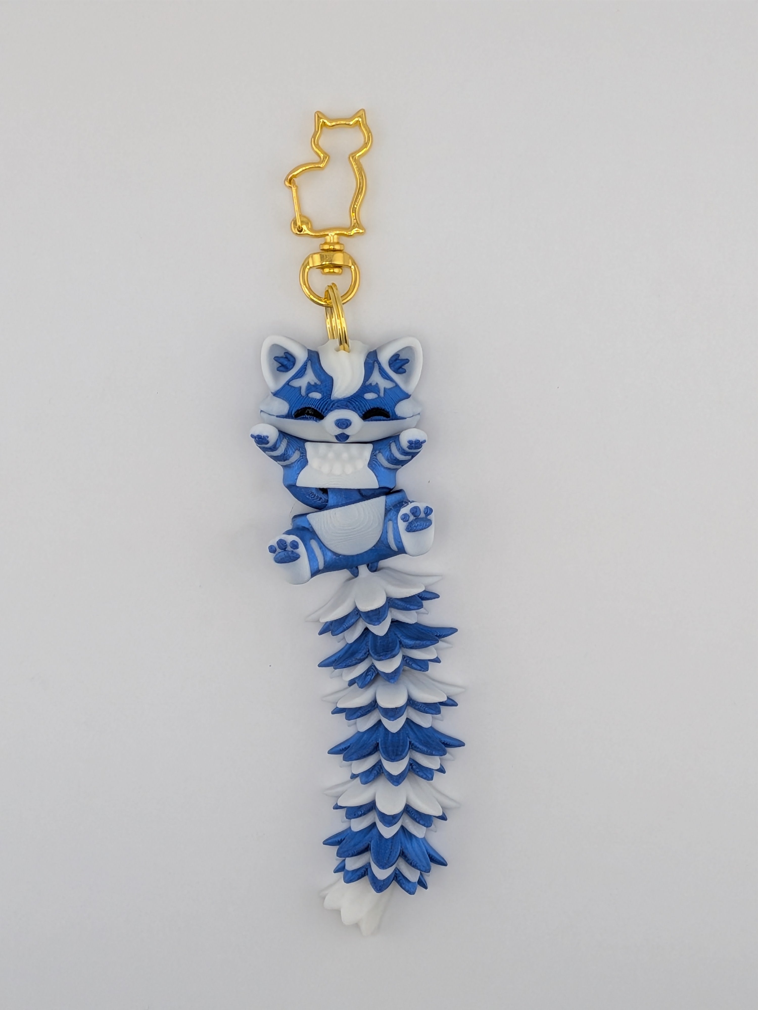 5.1 Inch Fluffy Tail Cat Keychain Articulated Mega Wiggle Fidget Buddy