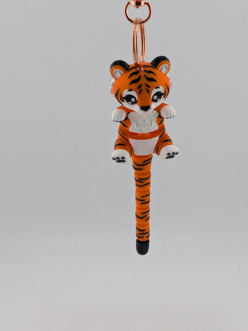 Articulated Tiger Keychain Buddy Flexi Wild Cat Toy Rose Gold Clasp