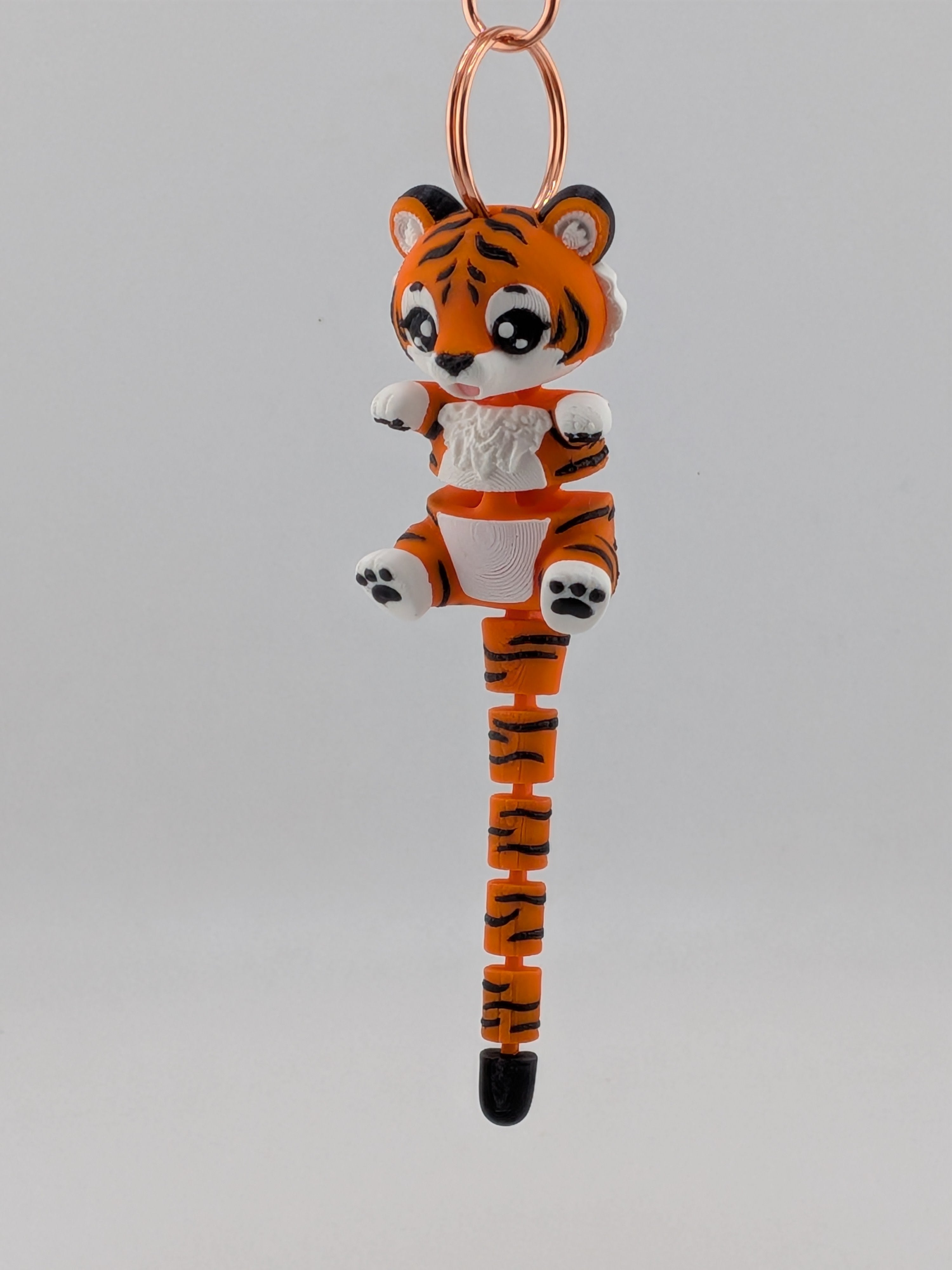 Articulated Tiger Keychain Buddy Flexi Wild Cat Toy Rose Gold Clasp