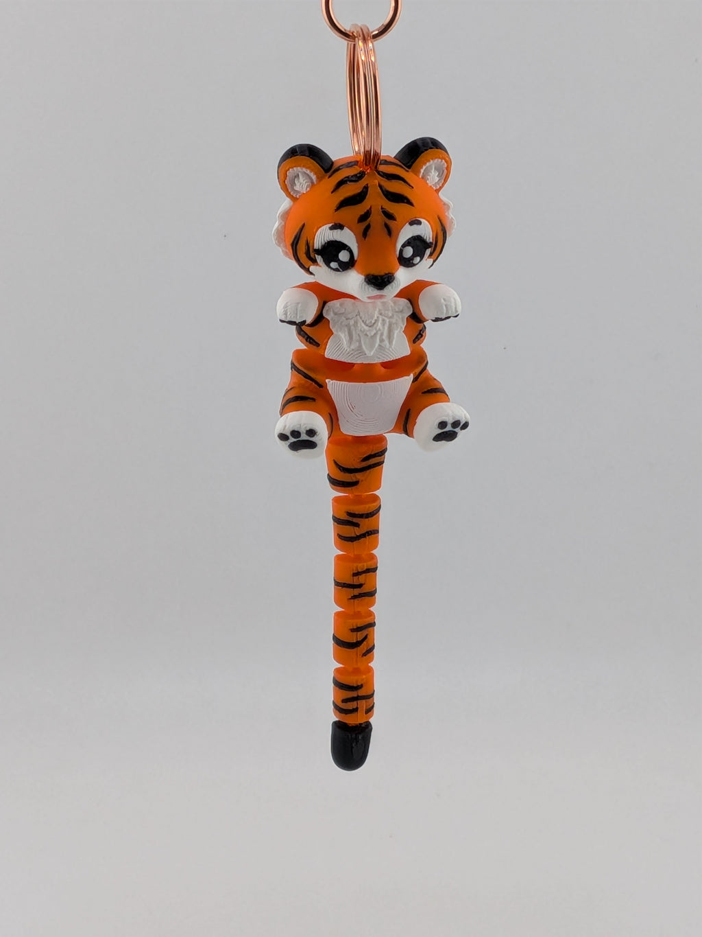 Articulated Tiger Keychain Buddy Flexi Wild Cat Toy Rose Gold Clasp